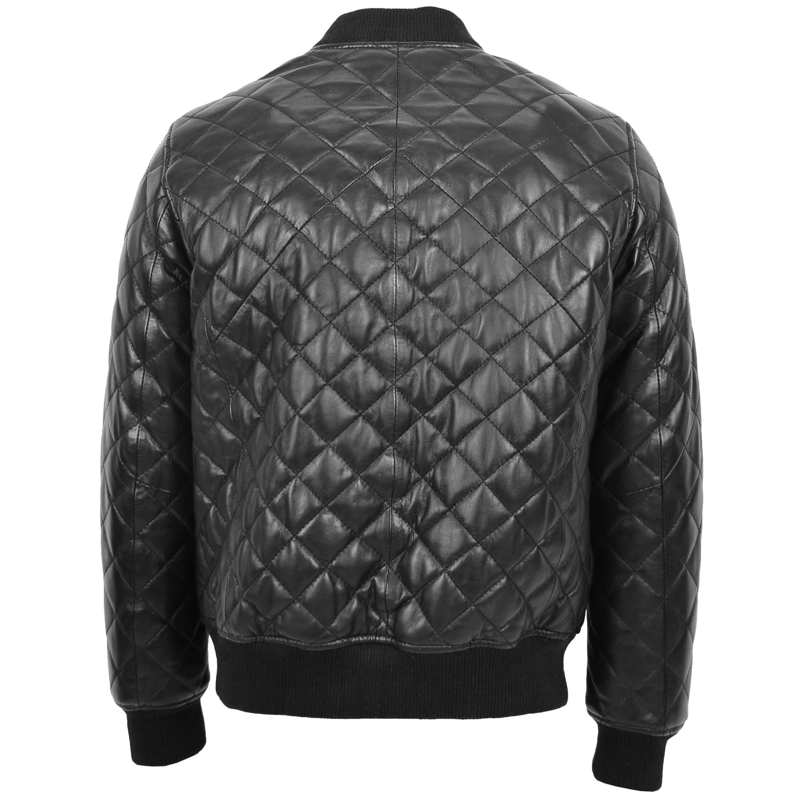 BUNERI Blouson Homme Cuir Matelasse Bomber Noir – Image 2