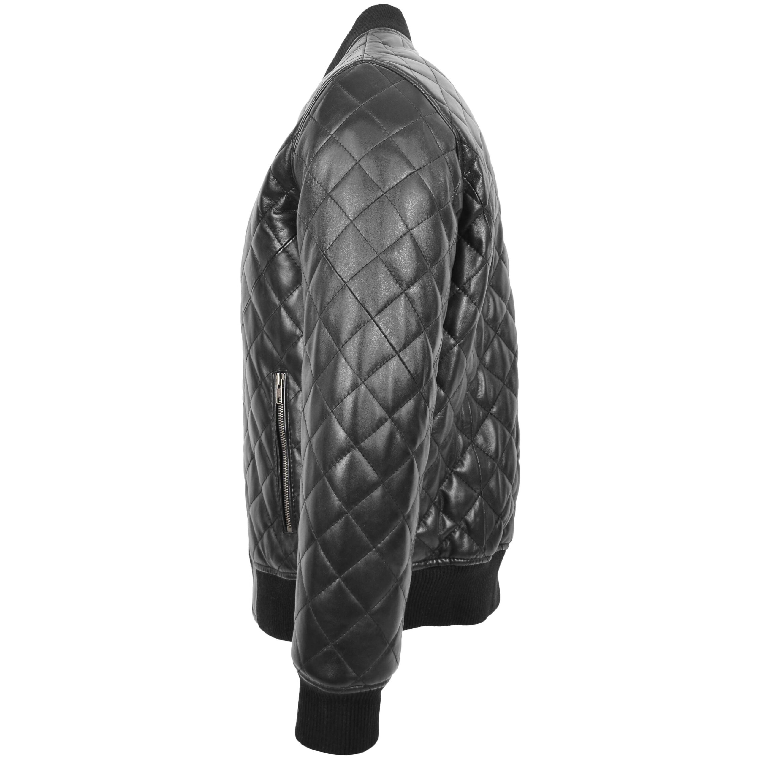 BUNERI Blouson Homme Cuir Matelasse Bomber Noir – Image 5