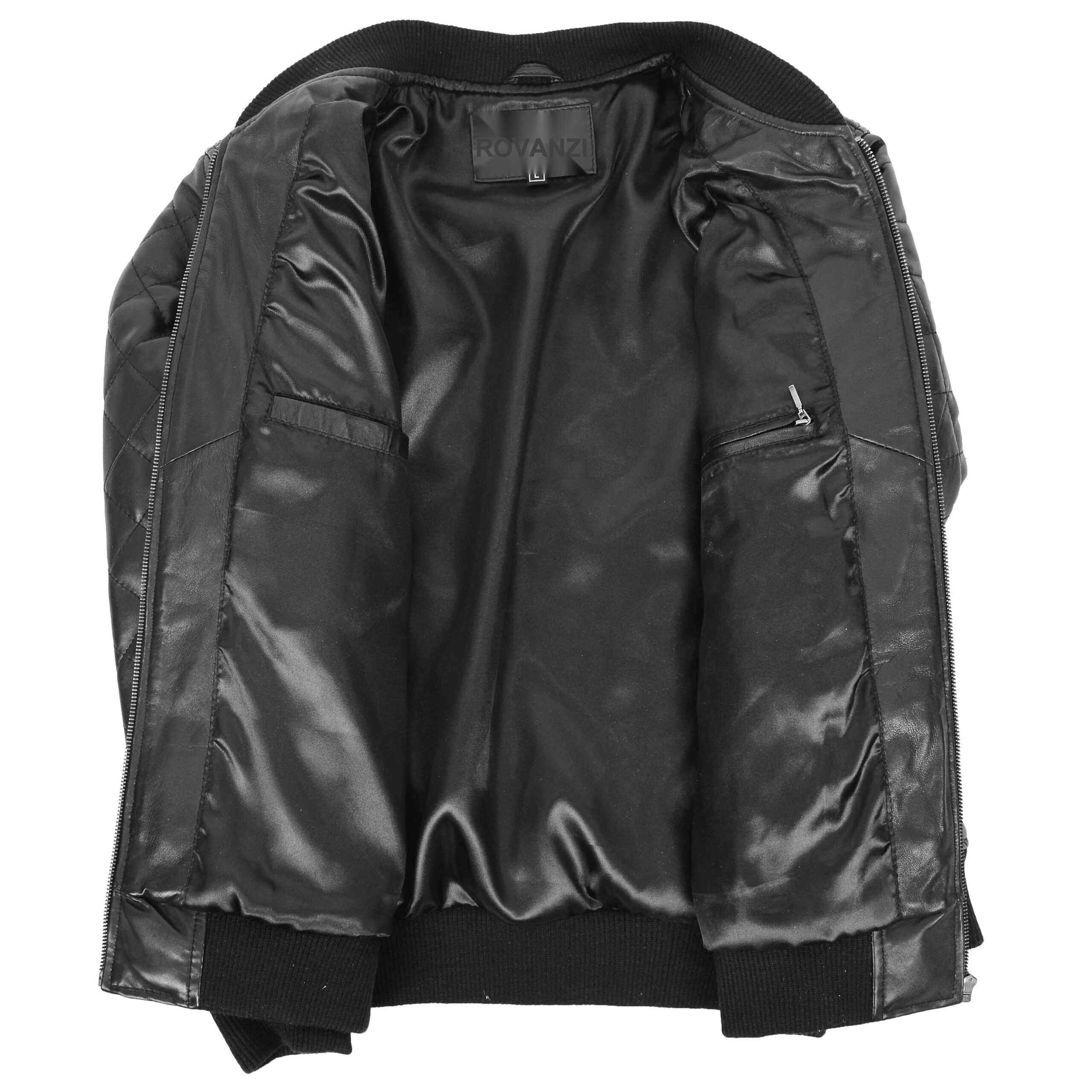 BUNERI Blouson Homme Cuir Matelasse Bomber Noir – Image 6