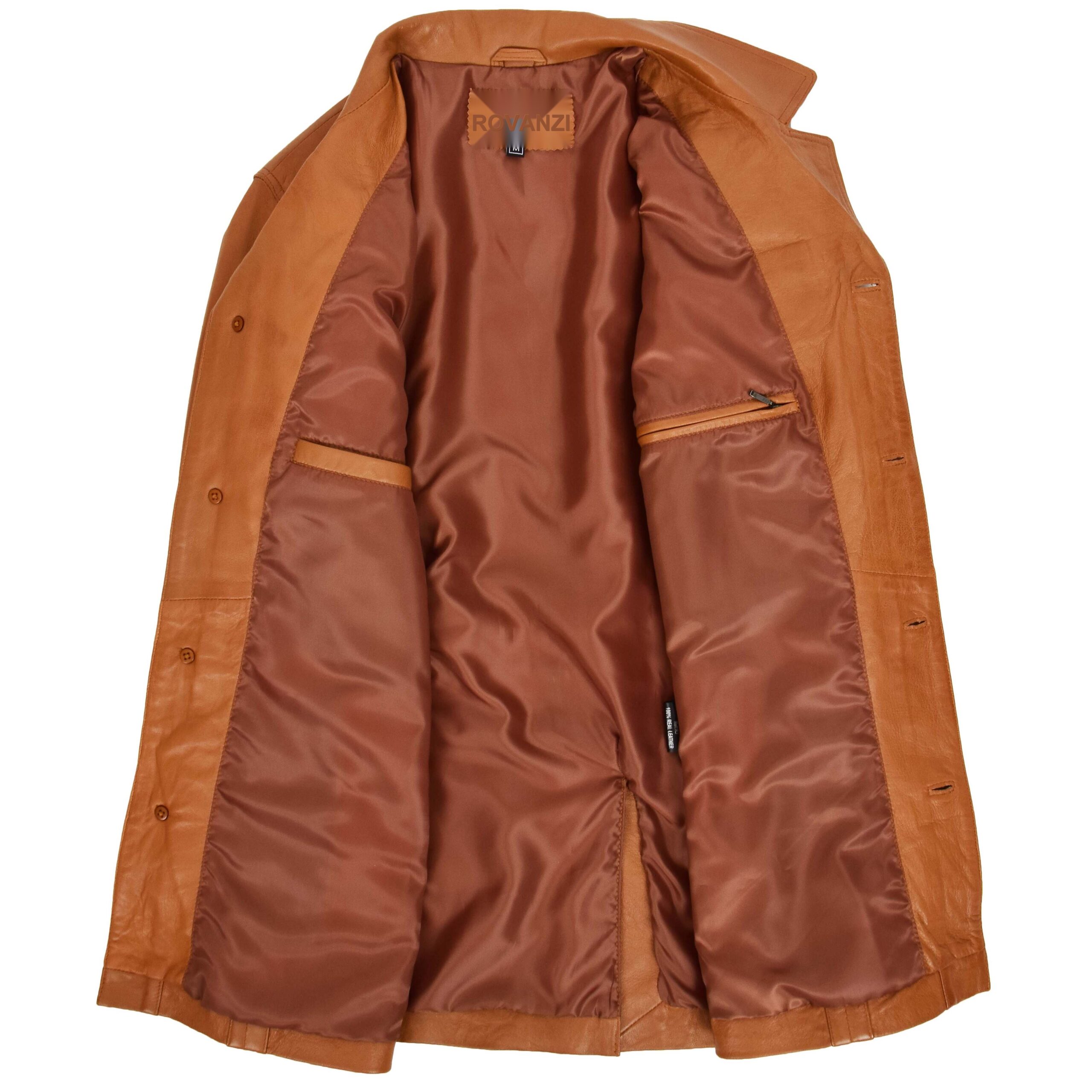 BUNERI Reefer Derek Tan en Cuir Boutonné – Image 6