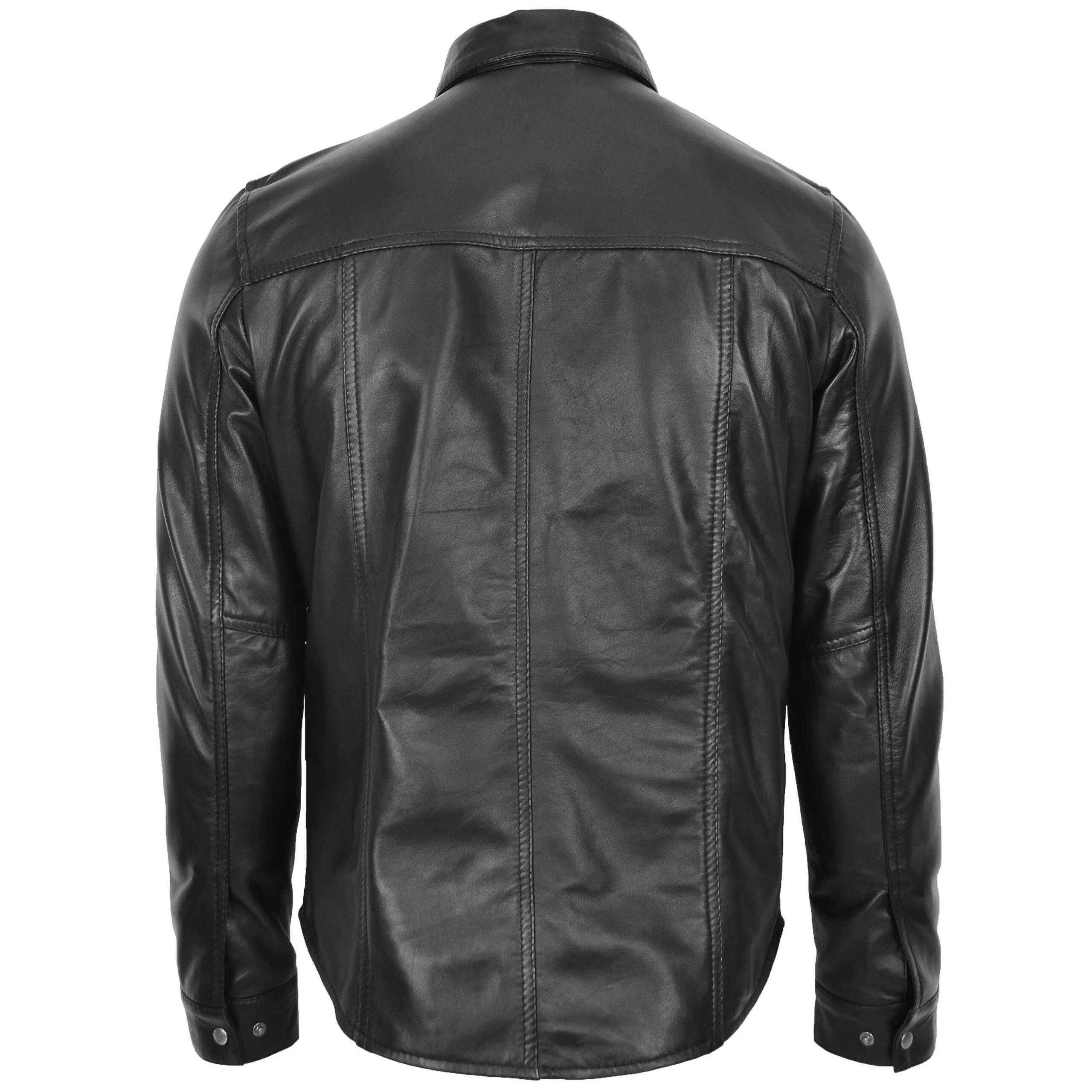BUNERI Chemise Cuir Oliver Noir Style Trucker Classique – Image 2