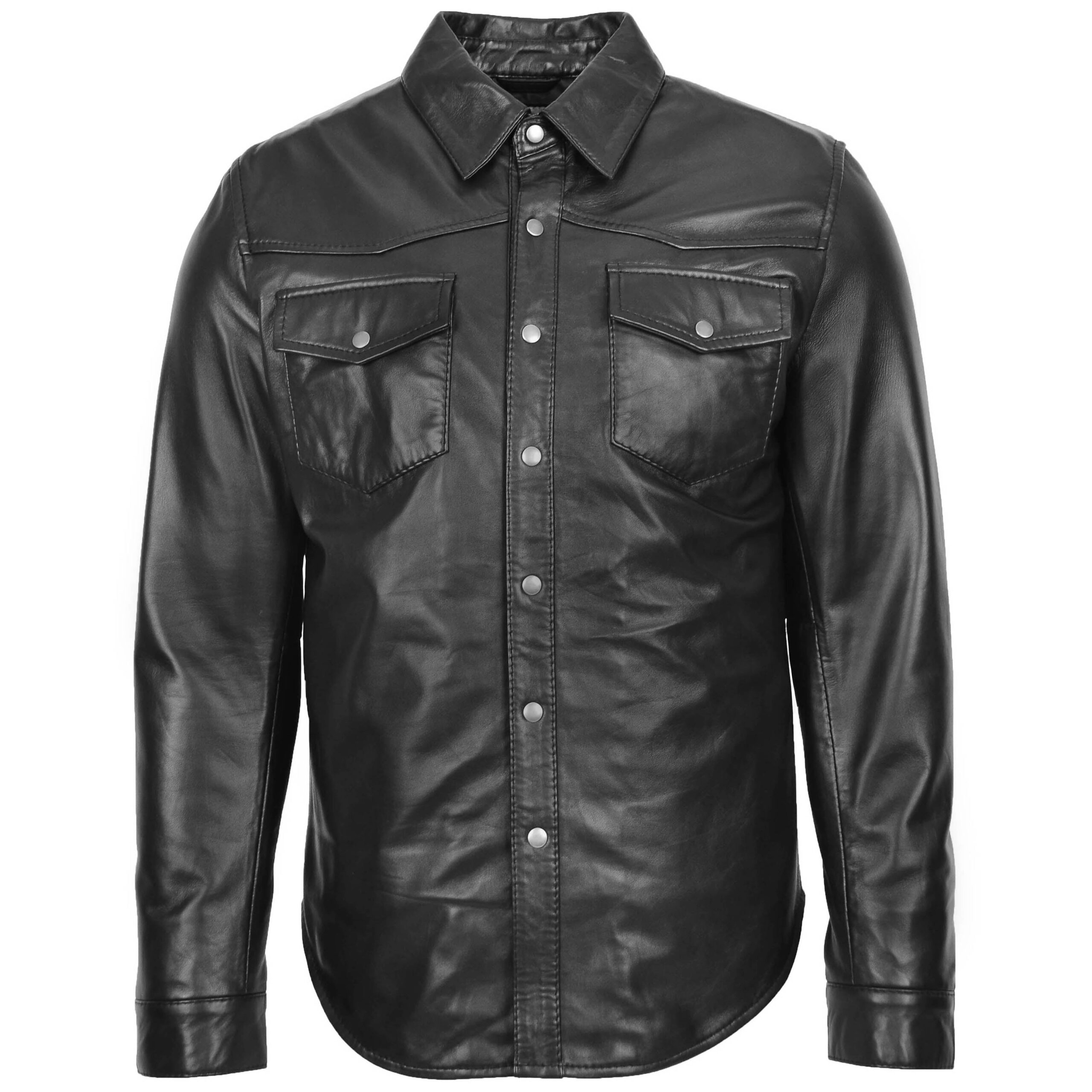 BUNERI Chemise Cuir Oliver Noir Style Trucker Classique – Image 3