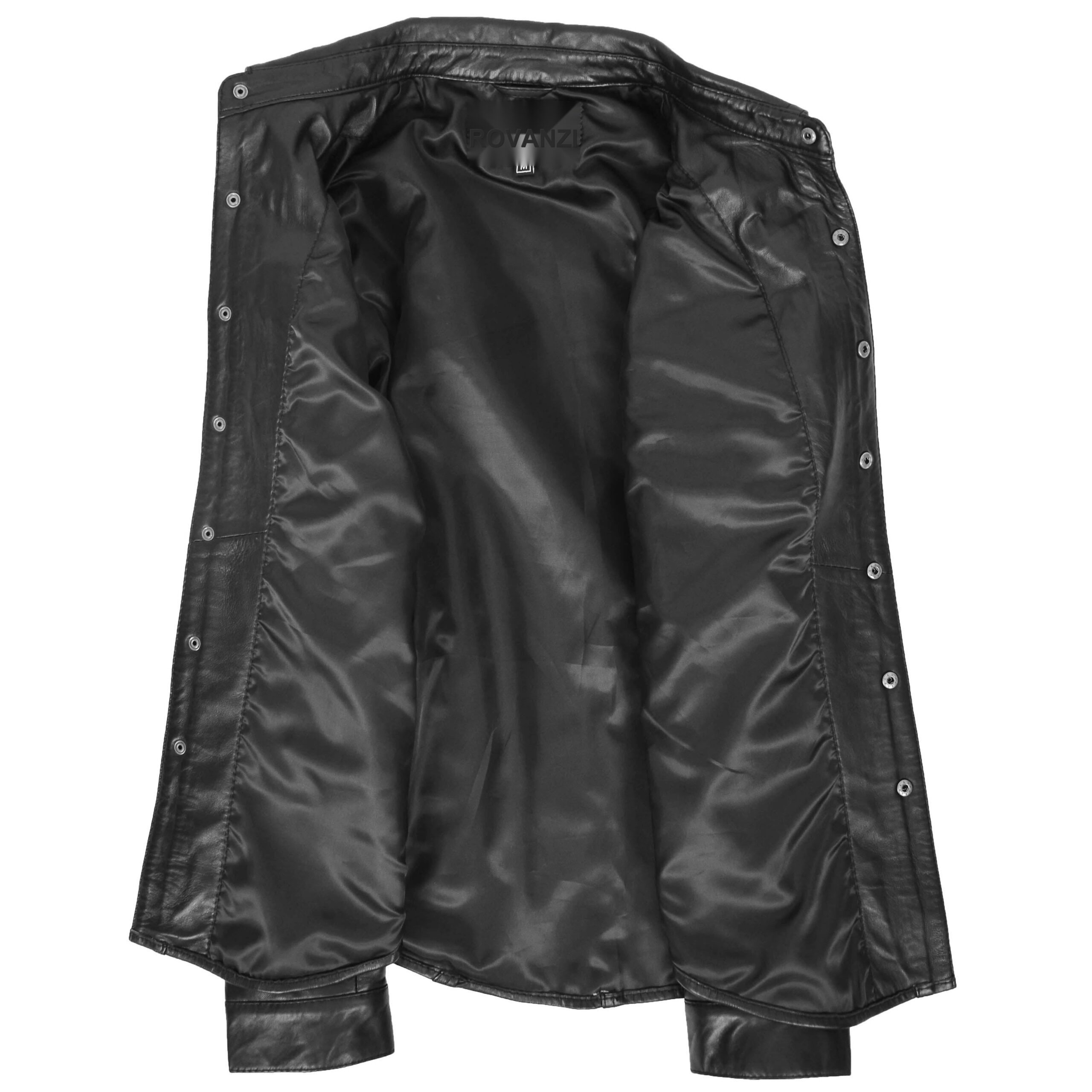 BUNERI Chemise Cuir Oliver Noir Style Trucker Classique – Image 6