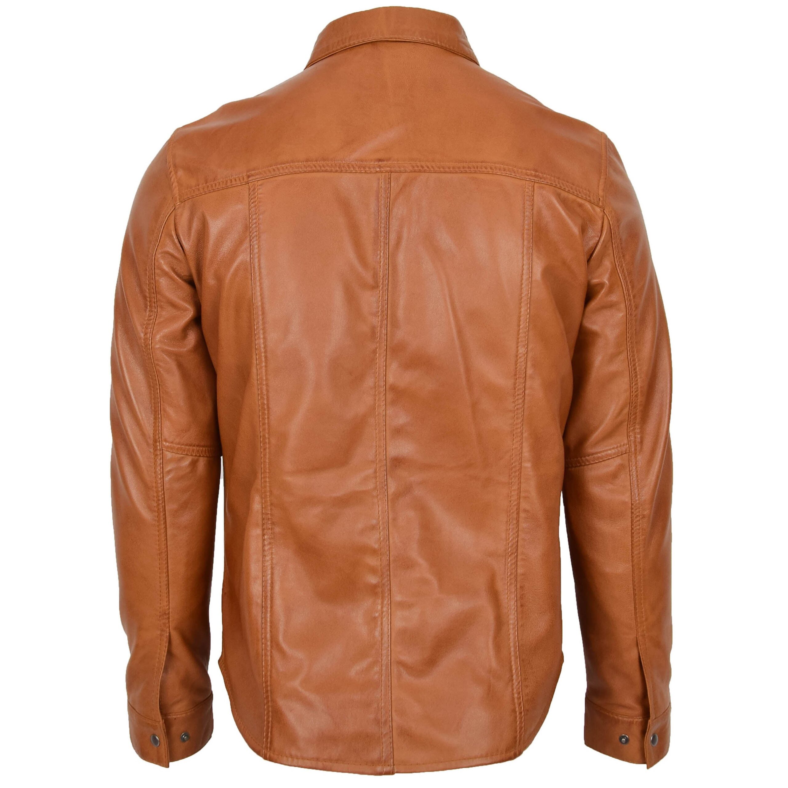 BUNERI Chemise Homme Cuir Style Trucker Classique Camel II – Image 2