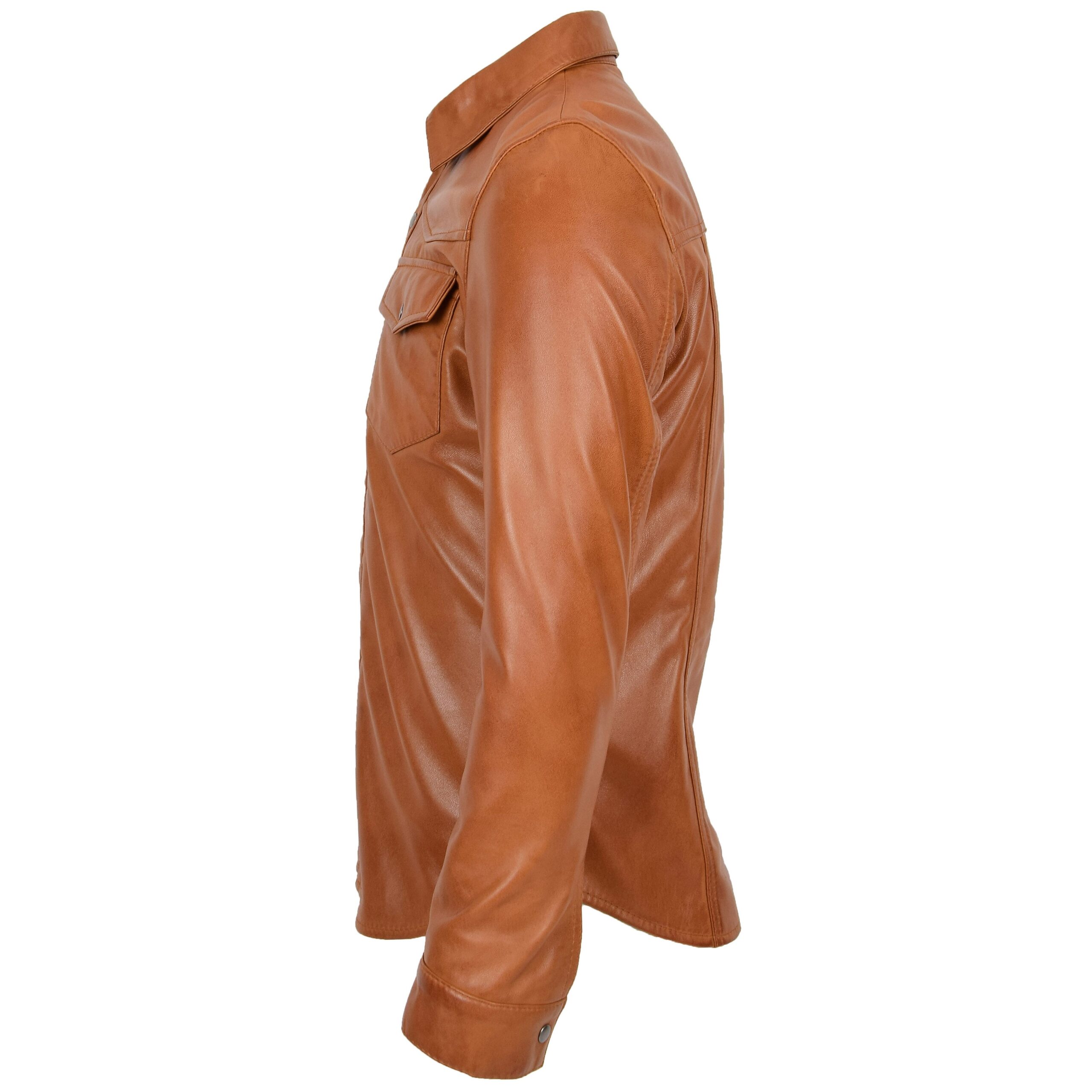 BUNERI Chemise Homme Cuir Style Trucker Classique Camel II – Image 5