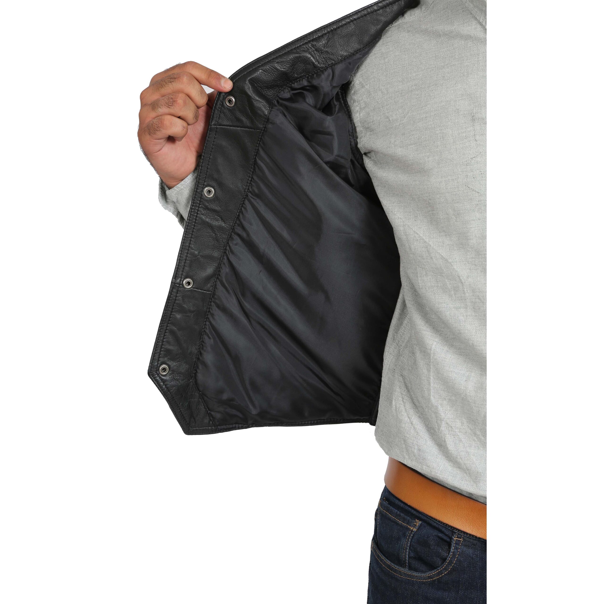 BUNERI Gilet en Cuir Noir Traditionnel pour Homme – Image 4