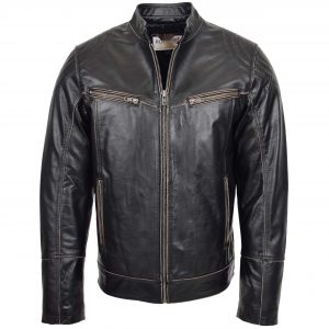 BUNERI Biker Cuir Colin Marron Foncé Vintage