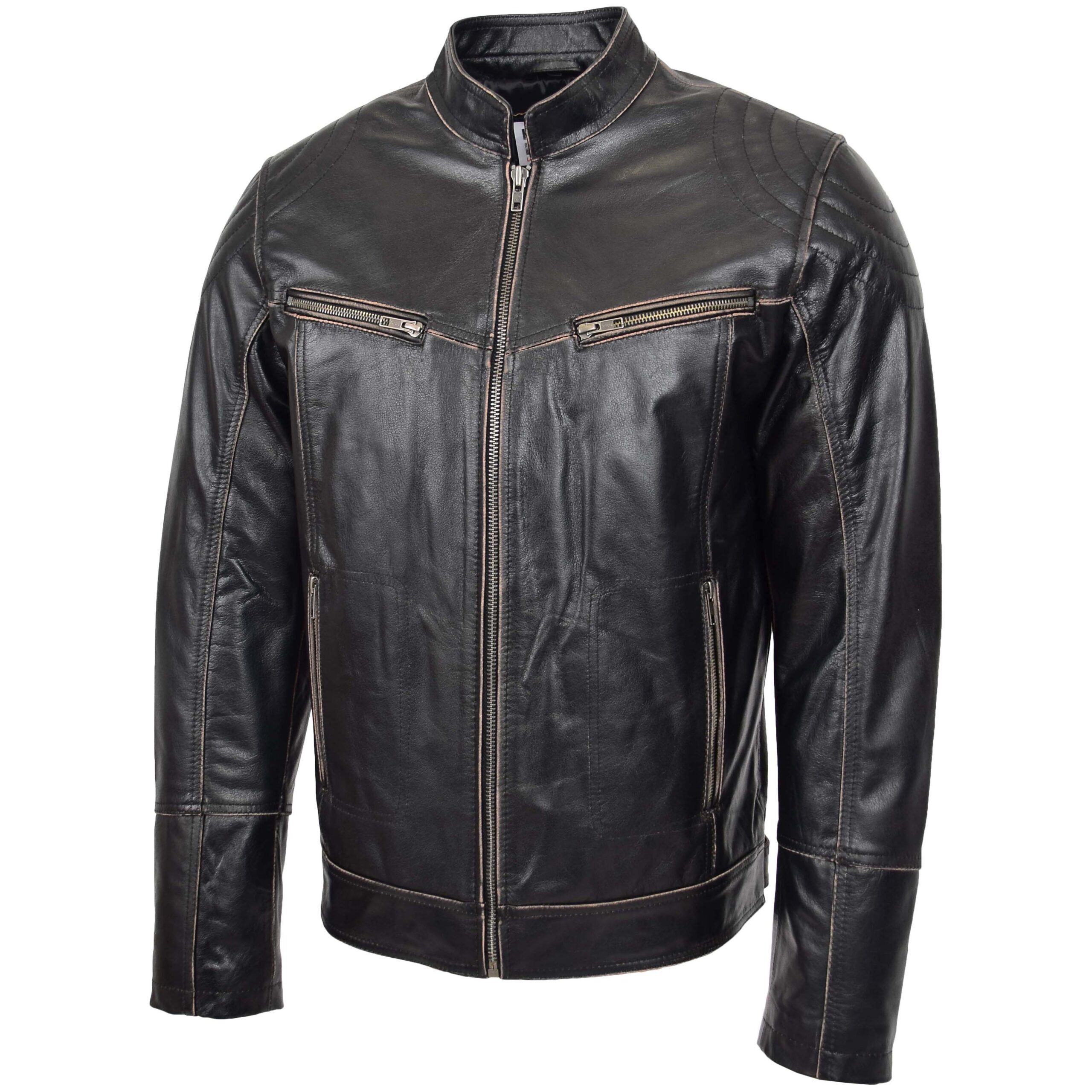 BUNERI Biker Cuir Colin Marron Foncé Vintage – Image 4