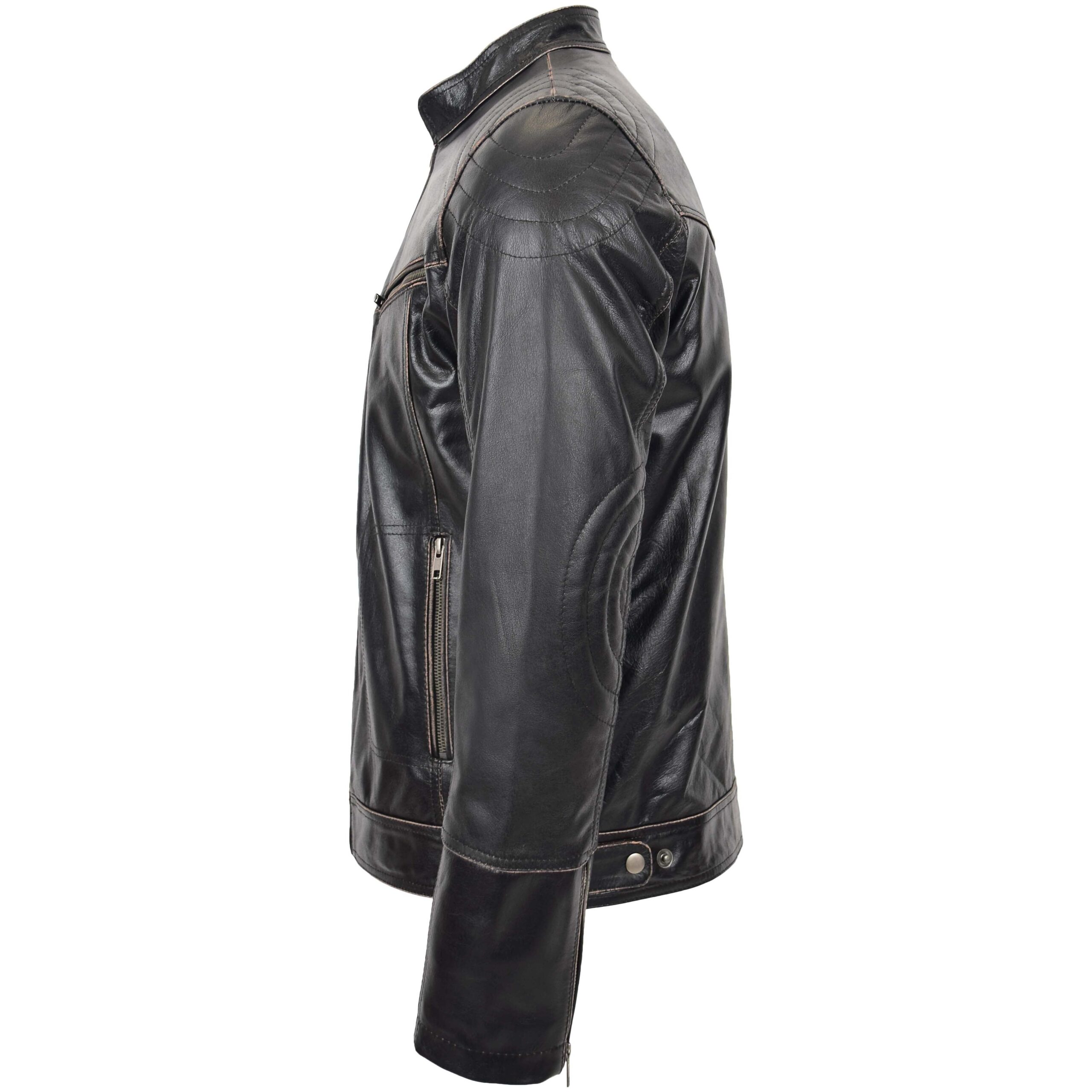 BUNERI Biker Cuir Colin Marron Foncé Vintage – Image 5