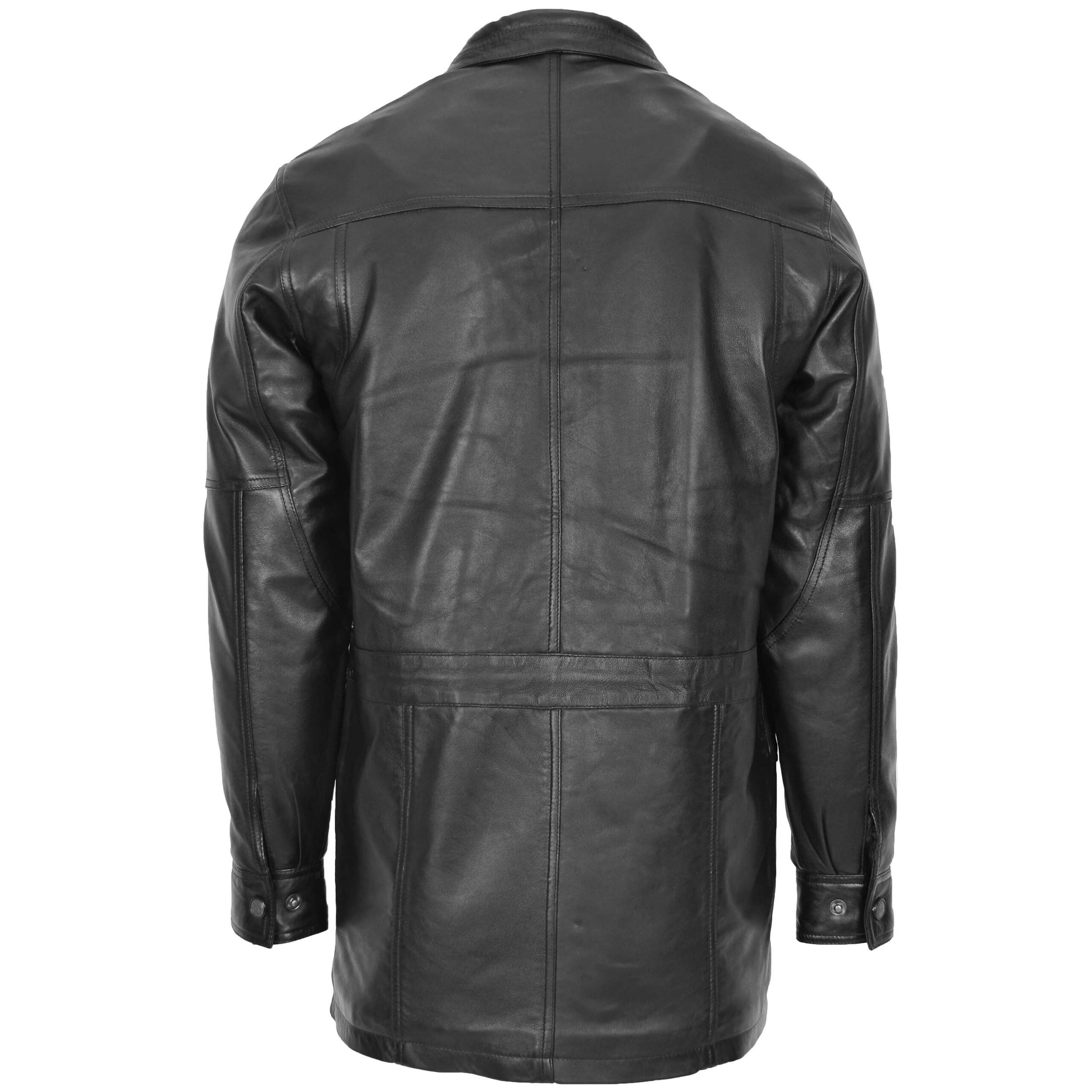 BUNERI Manteau Homme Cuir Hiver Voiture Longueur Hanche Noir – Image 2