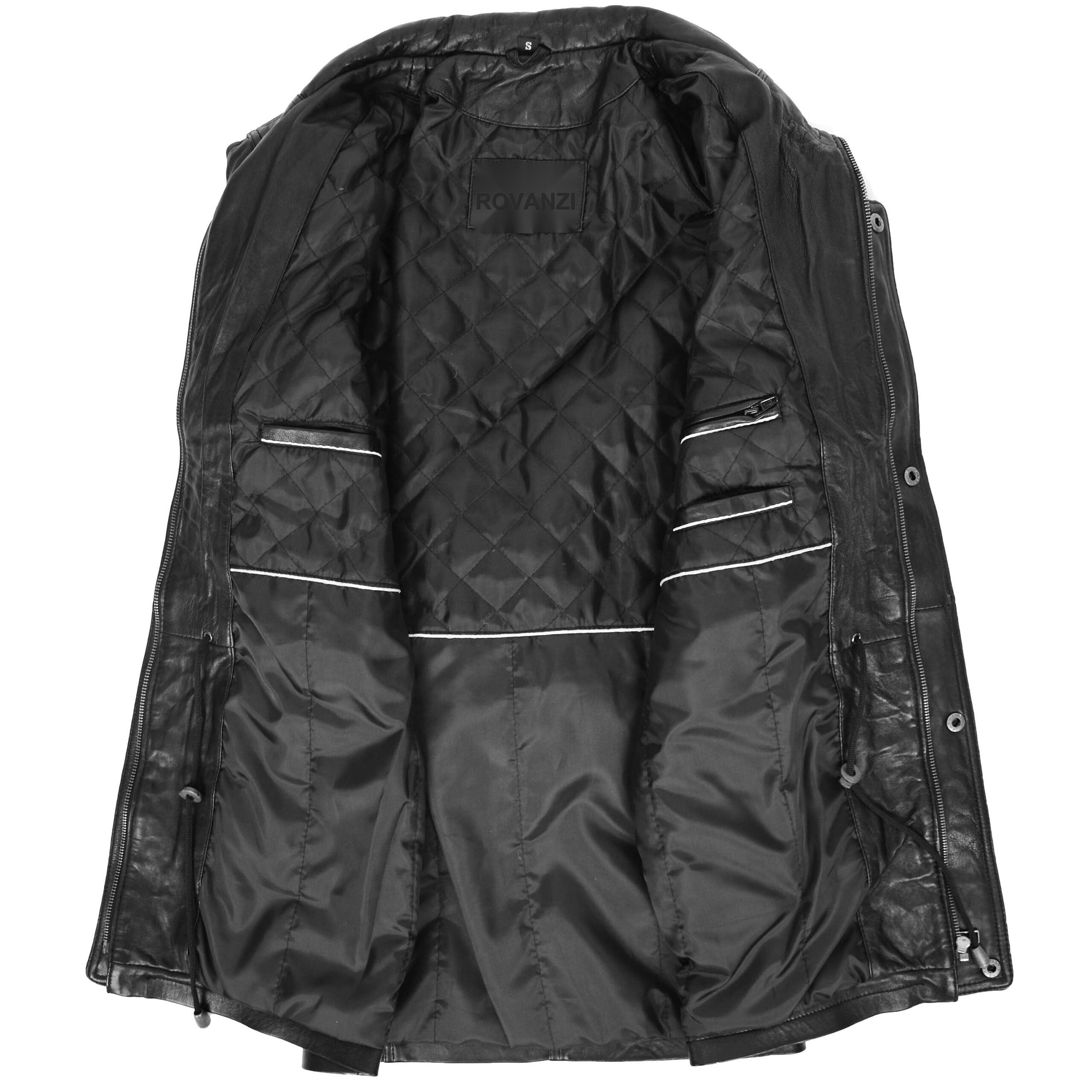 BUNERI Manteau Homme Cuir Hiver Voiture Longueur Hanche Noir – Image 6