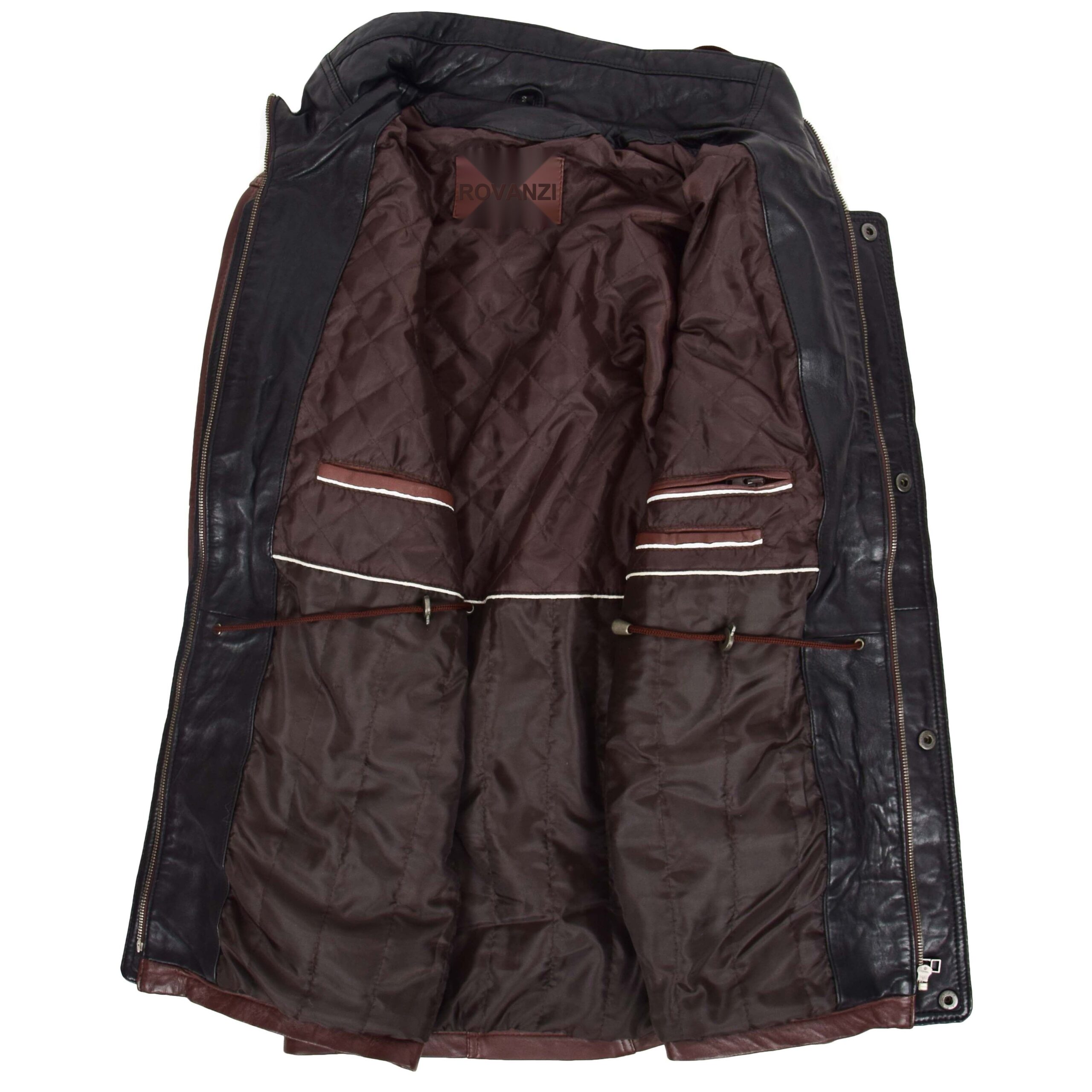 BUNERI Manteau Voiture en Cuir Marron Longueur Hanche pour Homme – Image 6