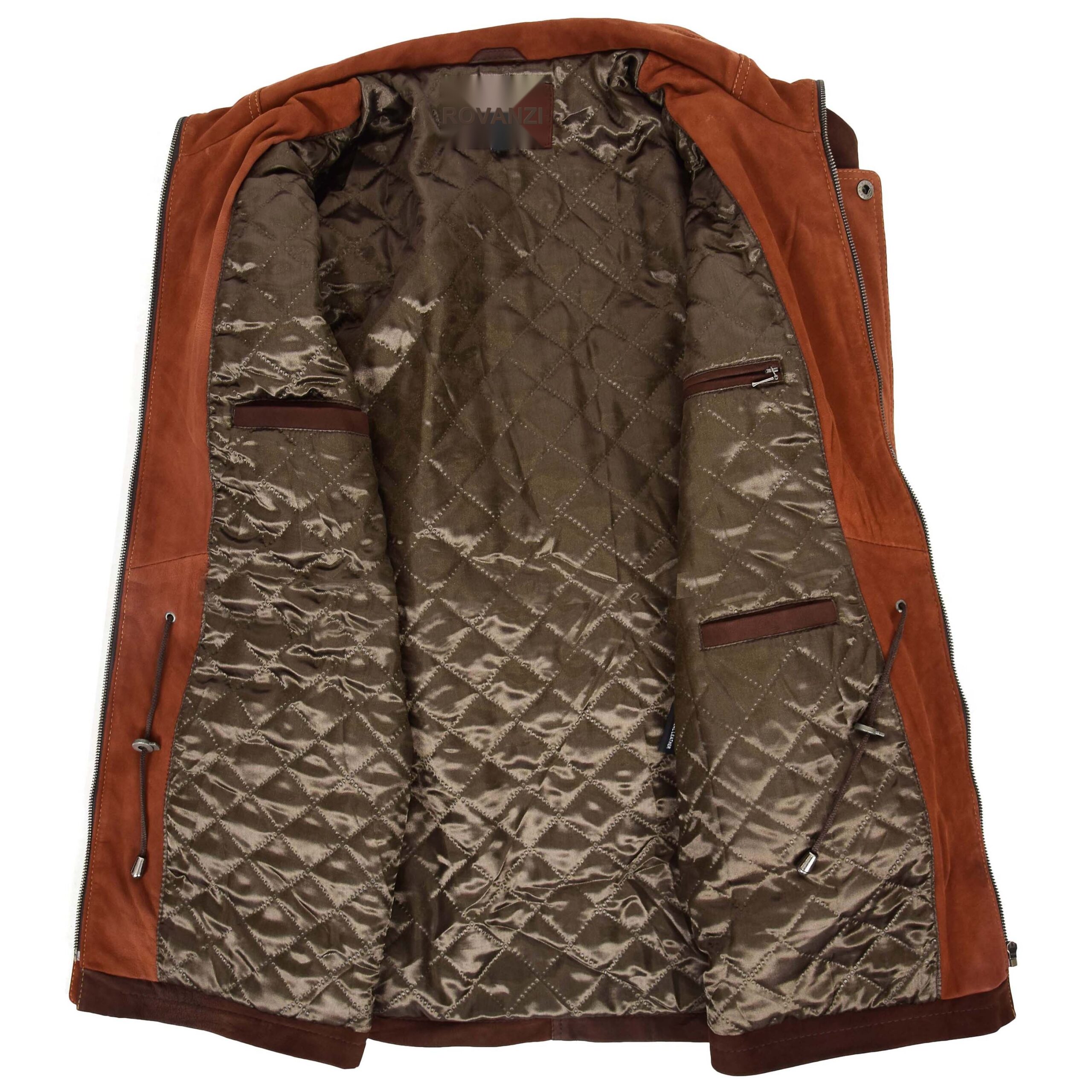 BUNERI Manteau Voiture en Cuir pour Homme Mi-Hanches Brun Nubuck – Image 6