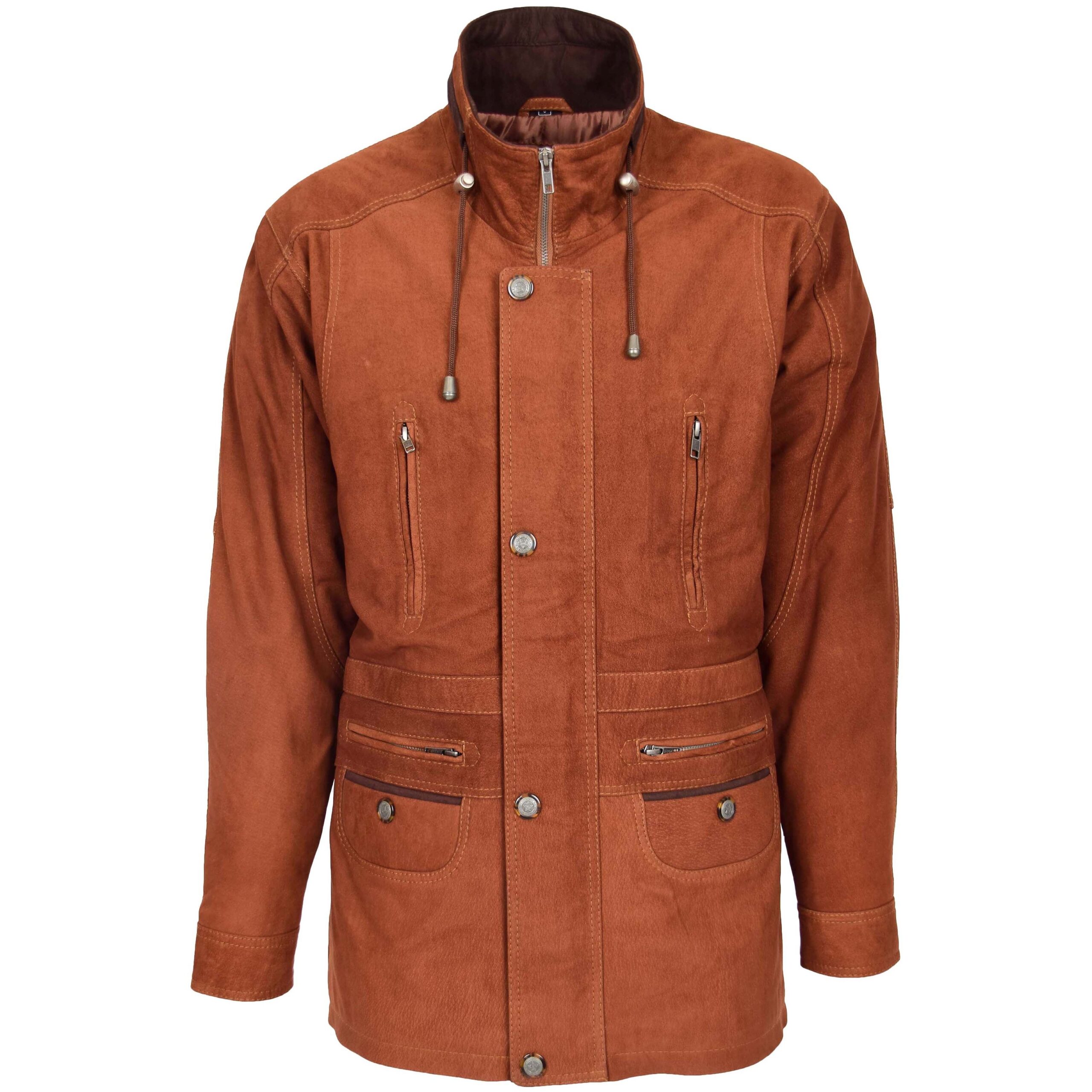 BUNERI Manteau Voiture Longueur Hanche en Nubuck Tan pour Homme – Image 3