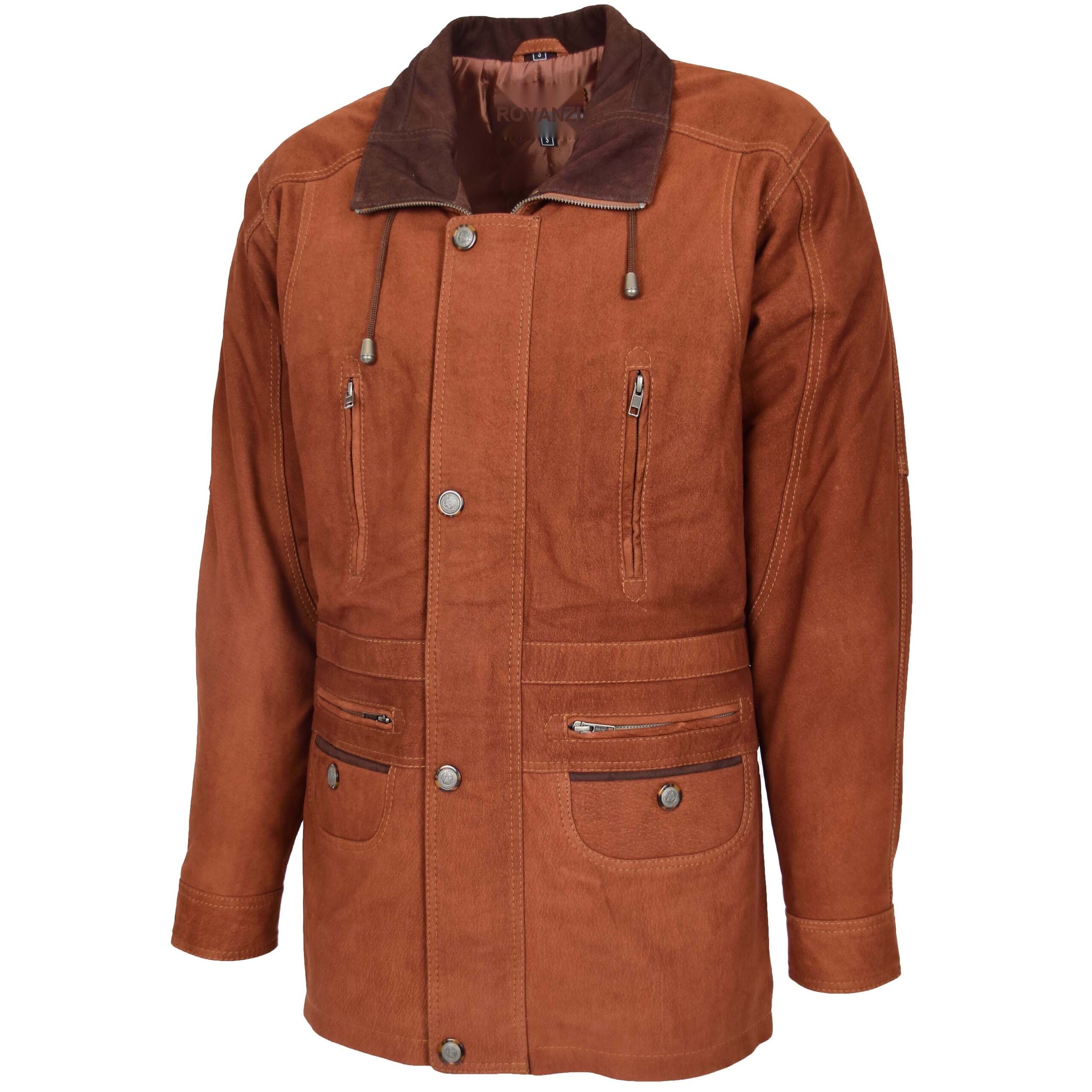 BUNERI Manteau Voiture Longueur Hanche en Nubuck Tan pour Homme – Image 4
