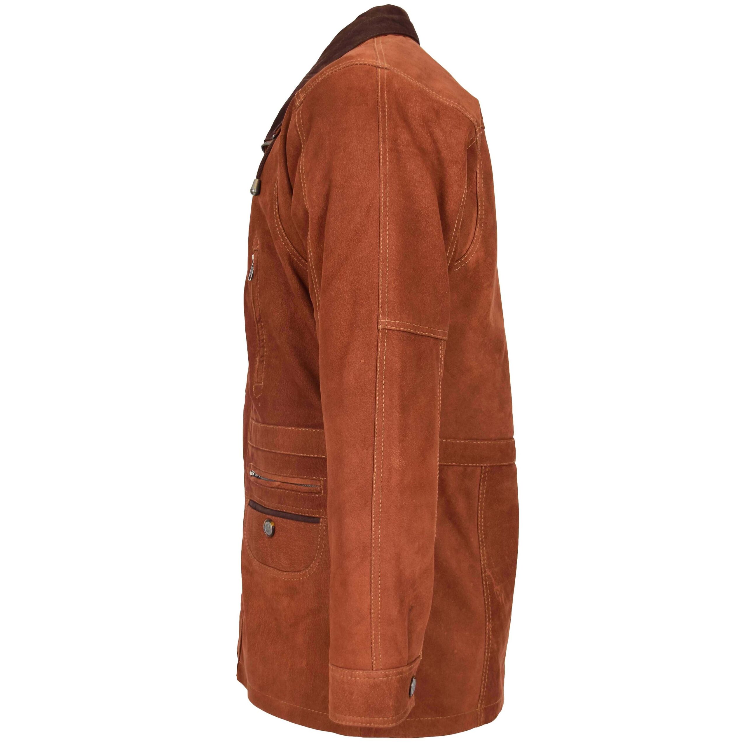BUNERI Manteau Voiture Longueur Hanche en Nubuck Tan pour Homme – Image 5