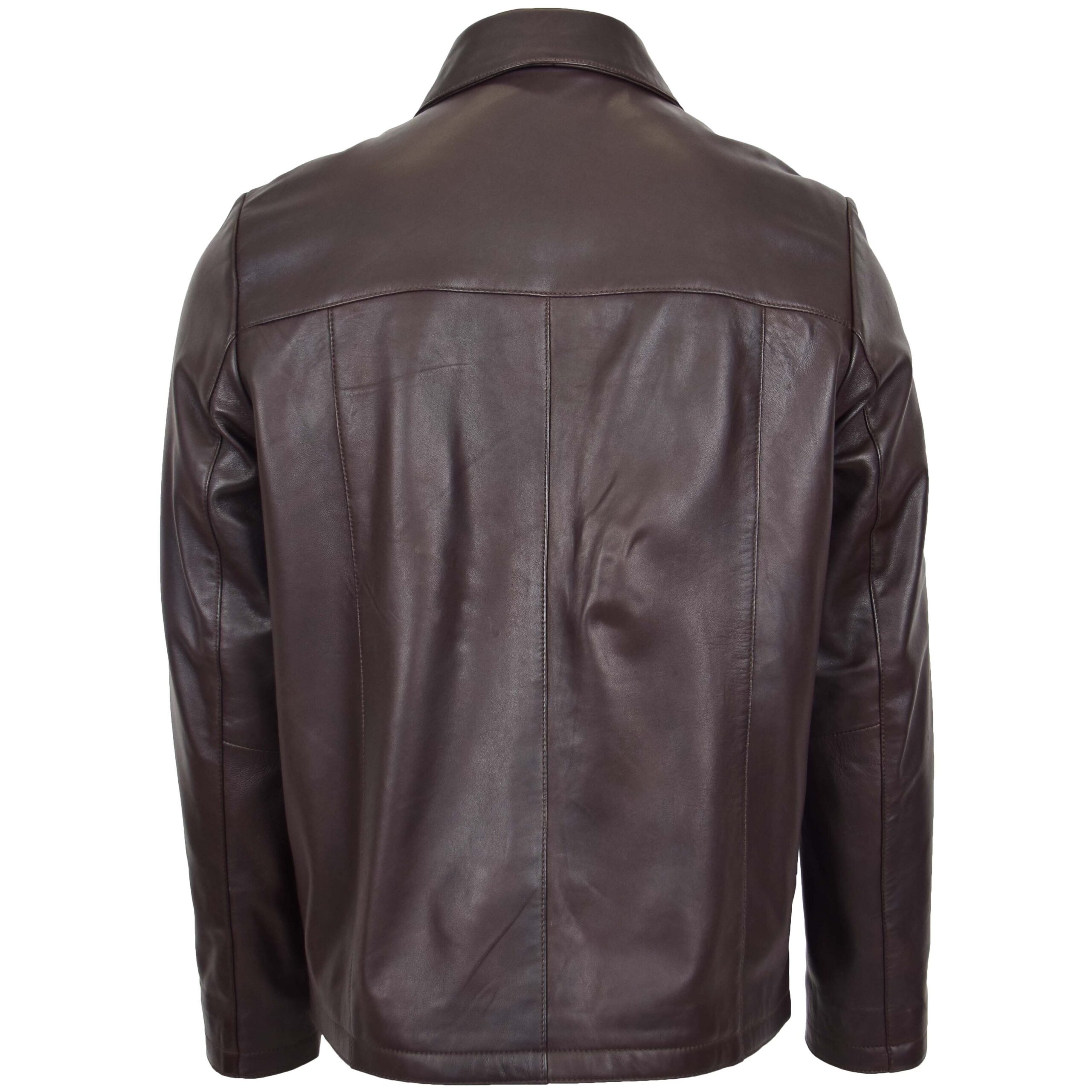 BUNERI Veste Homme Cuir Zip Box Harrington Marron – Image 2