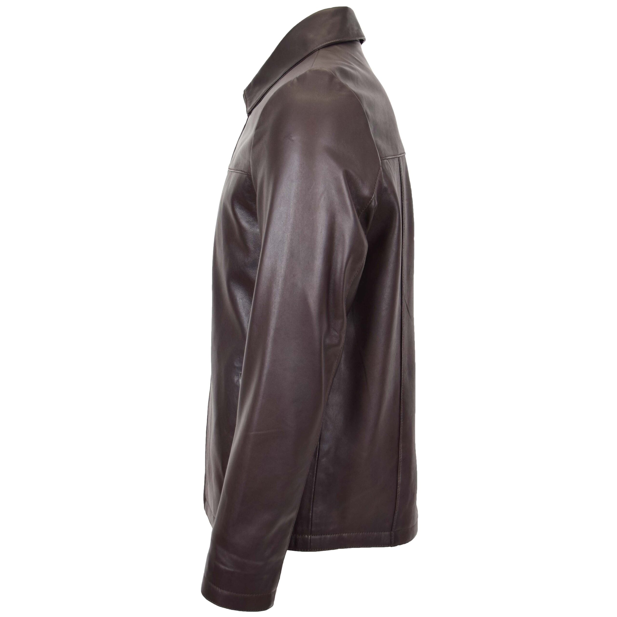 BUNERI Veste Homme Cuir Zip Box Harrington Marron – Image 4