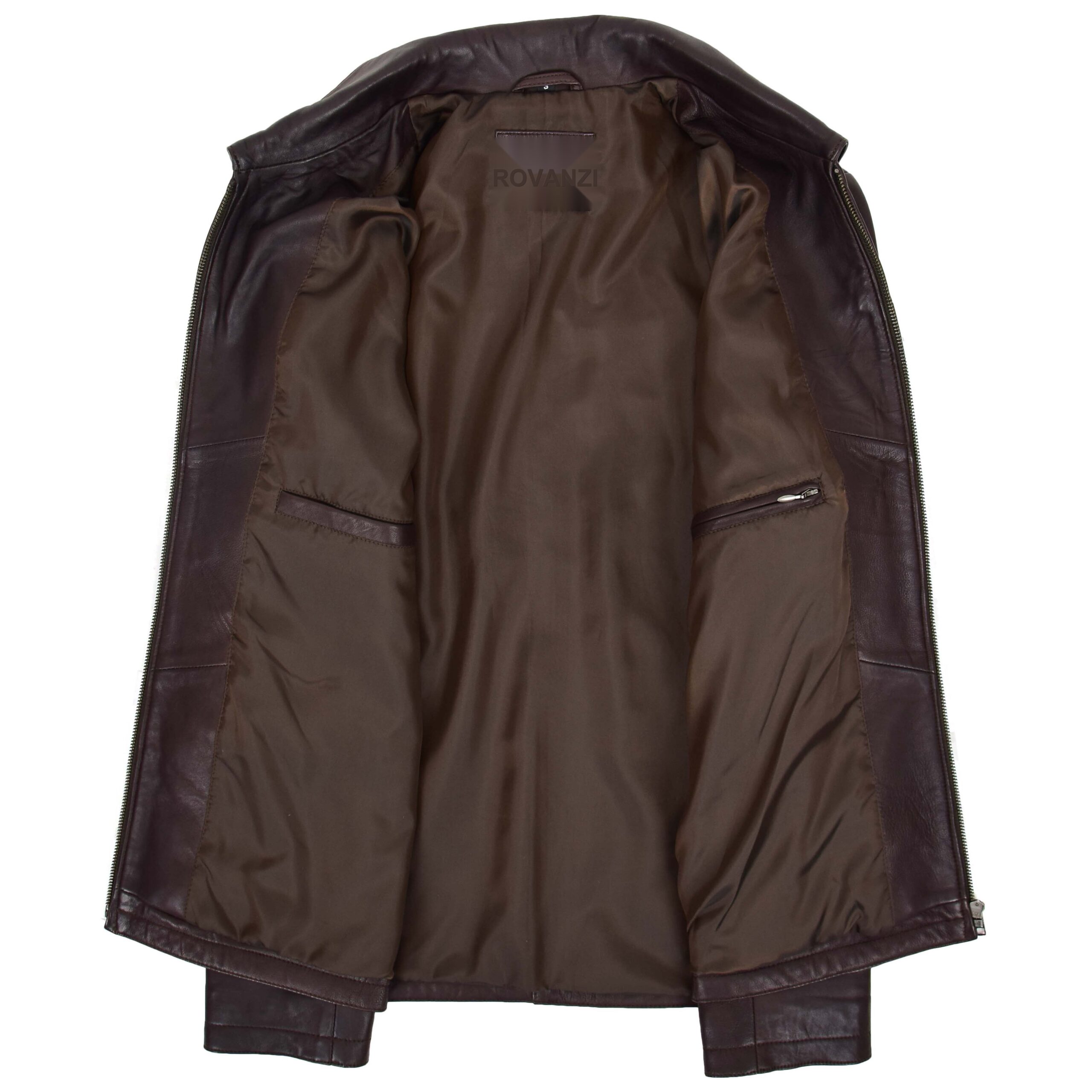 BUNERI Veste Homme Cuir Zip Box Harrington Marron – Image 5