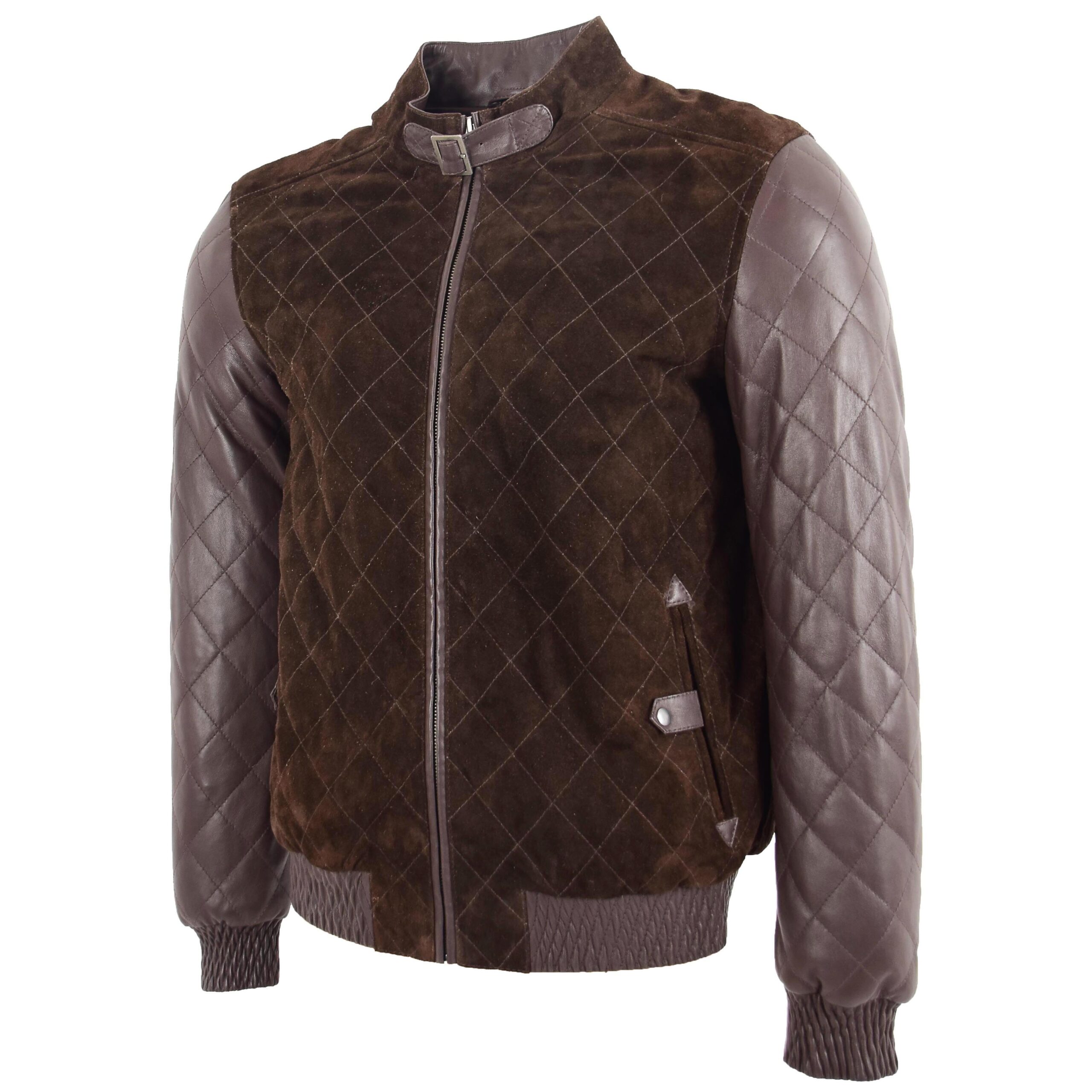 BUNERI Blouson Bomber Varsity en Cuir et Daim Marron pour Homme – Image 4