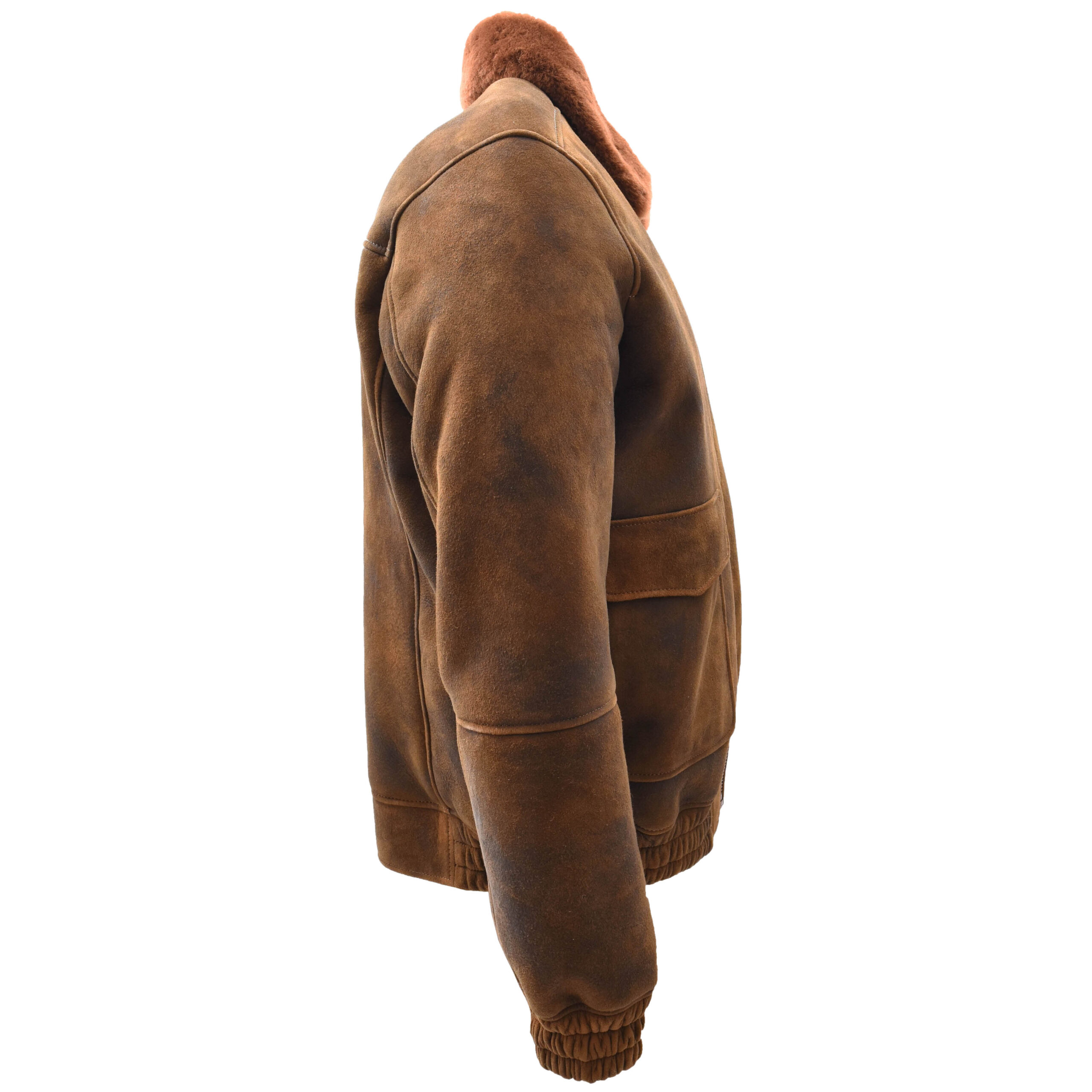 BUNERI Blouson Aviateur en Peau de Mouton Shearling Marron Gingembre pour Homme – Image 3