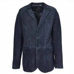 BUNERI Blazer en Daim de Chèvre pour Homme Deux Boutons Marine
