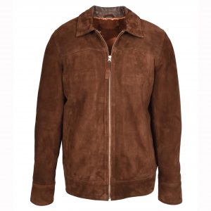 BUNERI Blouson en Daim de Chèvre Brun Rouille pour Homme Coupe Box