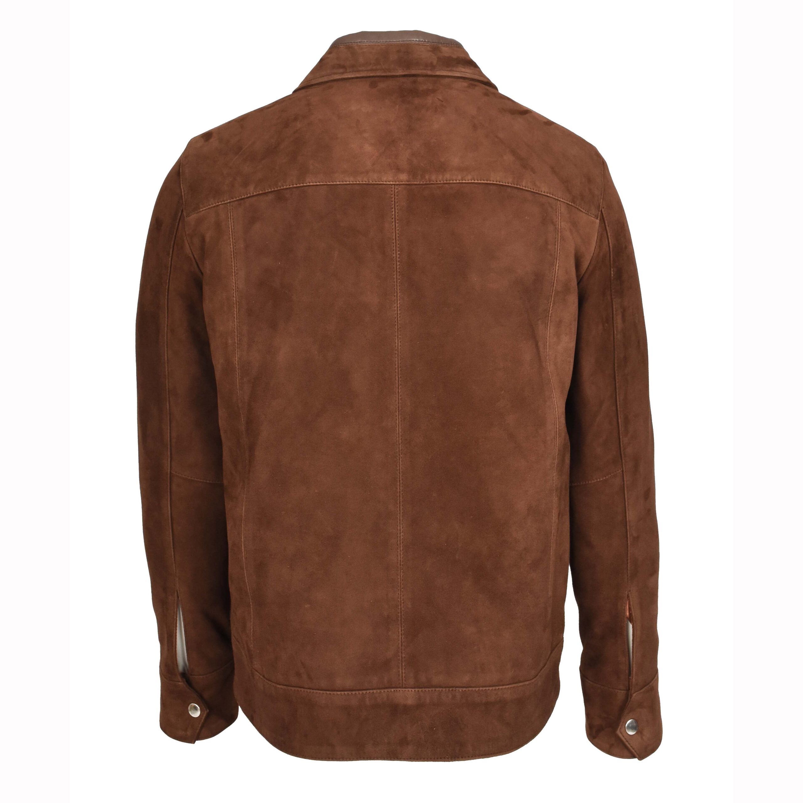 BUNERI Blouson en Daim de Chèvre Brun Rouille pour Homme Coupe Box – Image 2