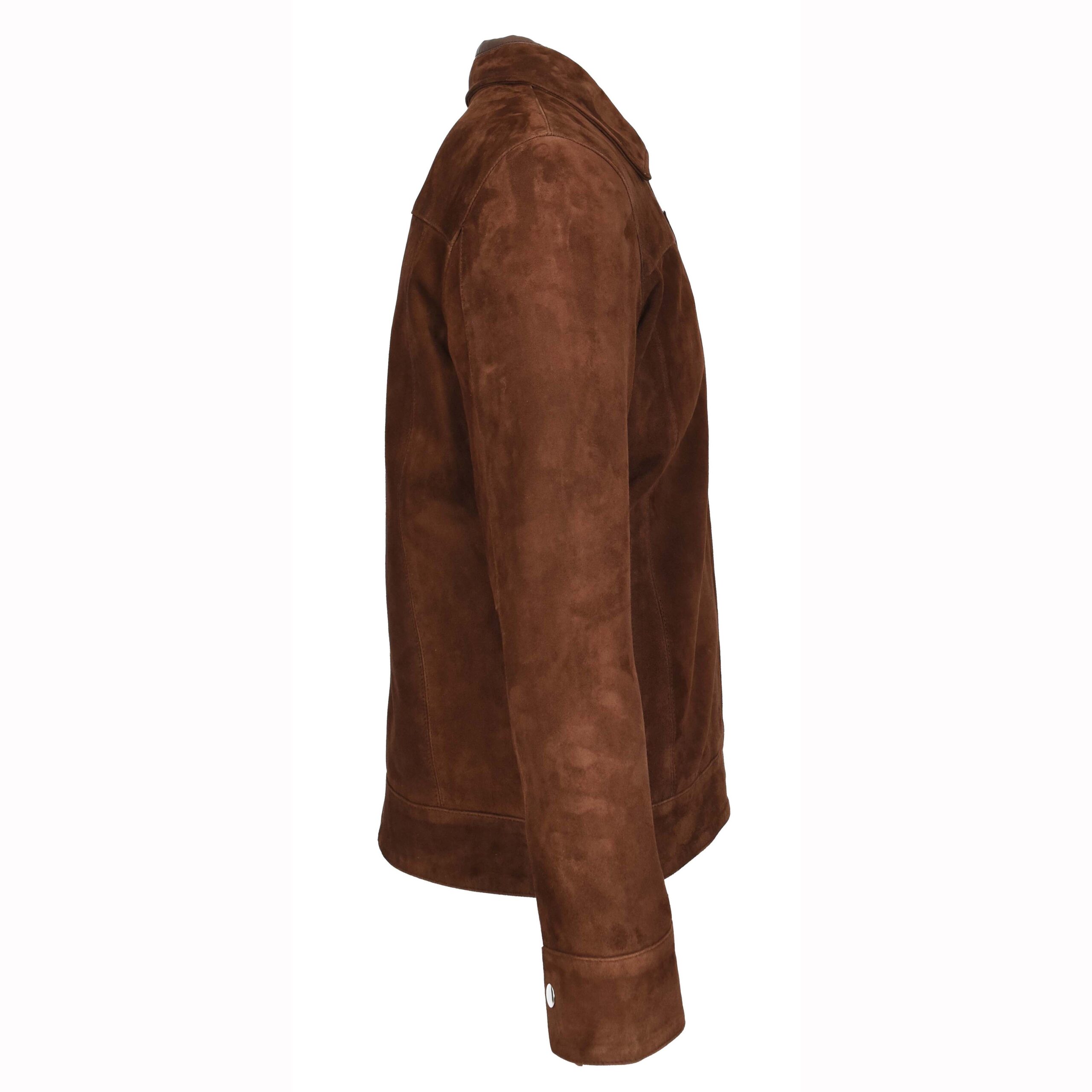 BUNERI Blouson en Daim de Chèvre Brun Rouille pour Homme Coupe Box – Image 3