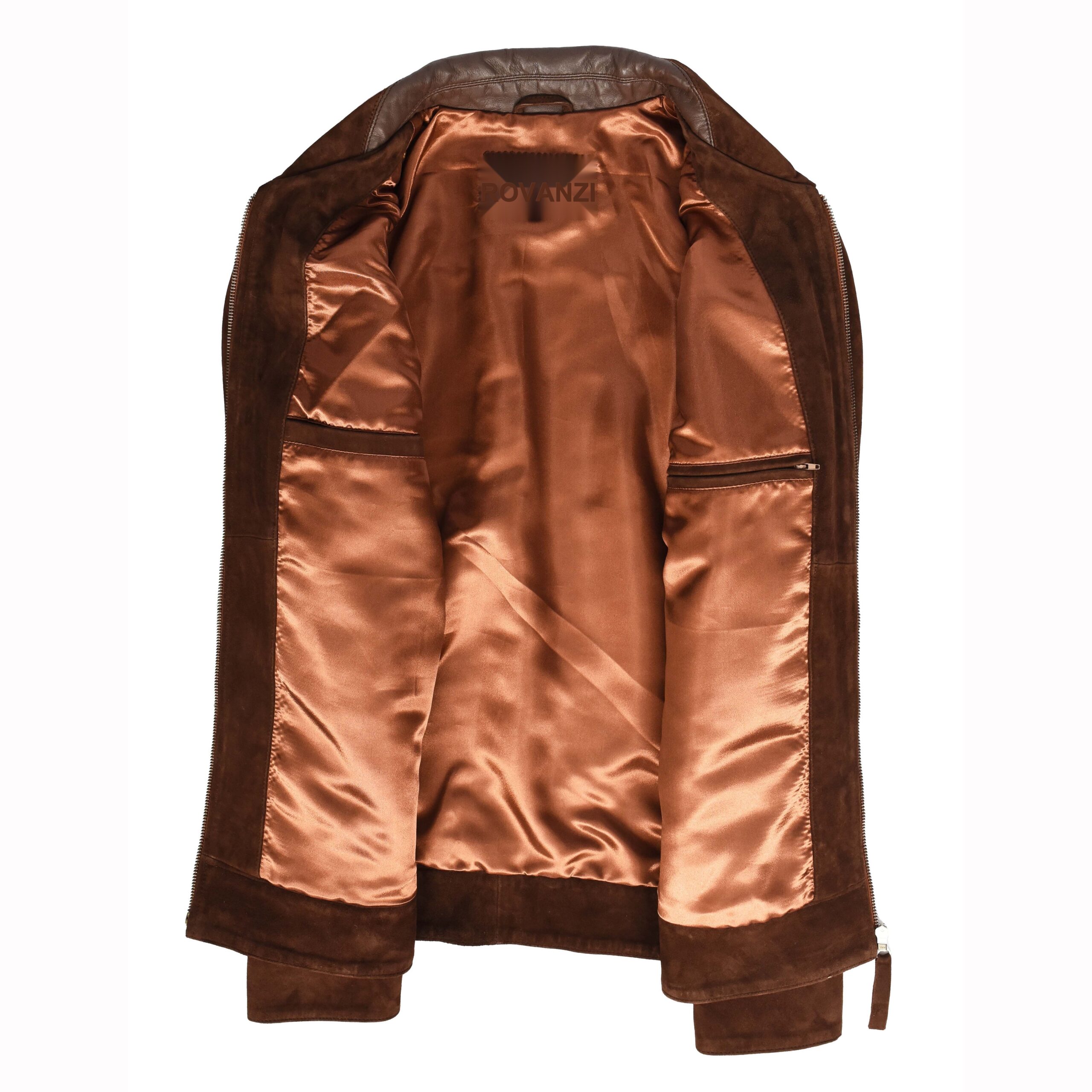 BUNERI Blouson en Daim de Chèvre Brun Rouille pour Homme Coupe Box – Image 6