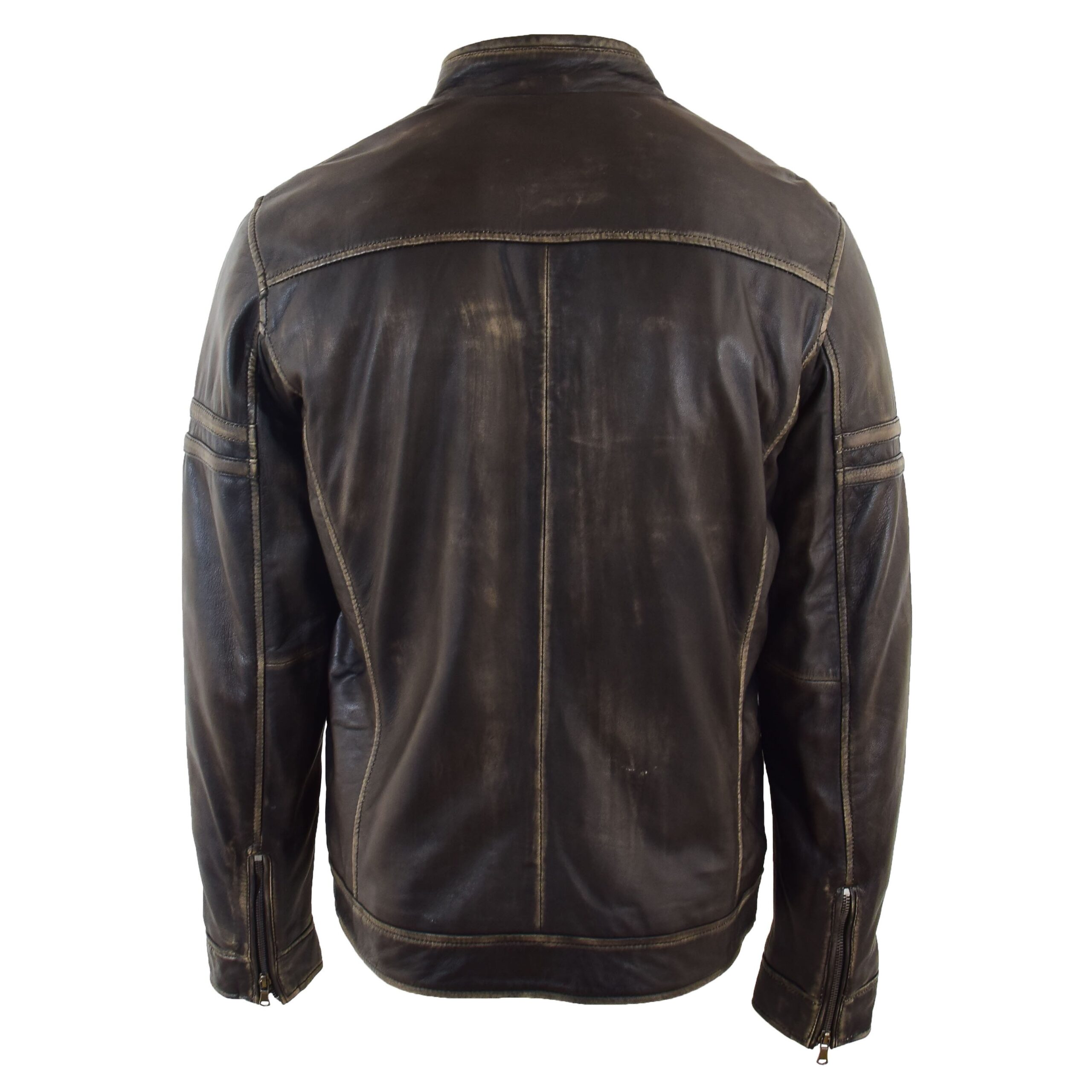 BUNERI Blouson Biker Cuir Noir Effet Rub-Off Vintage Homme – Image 2