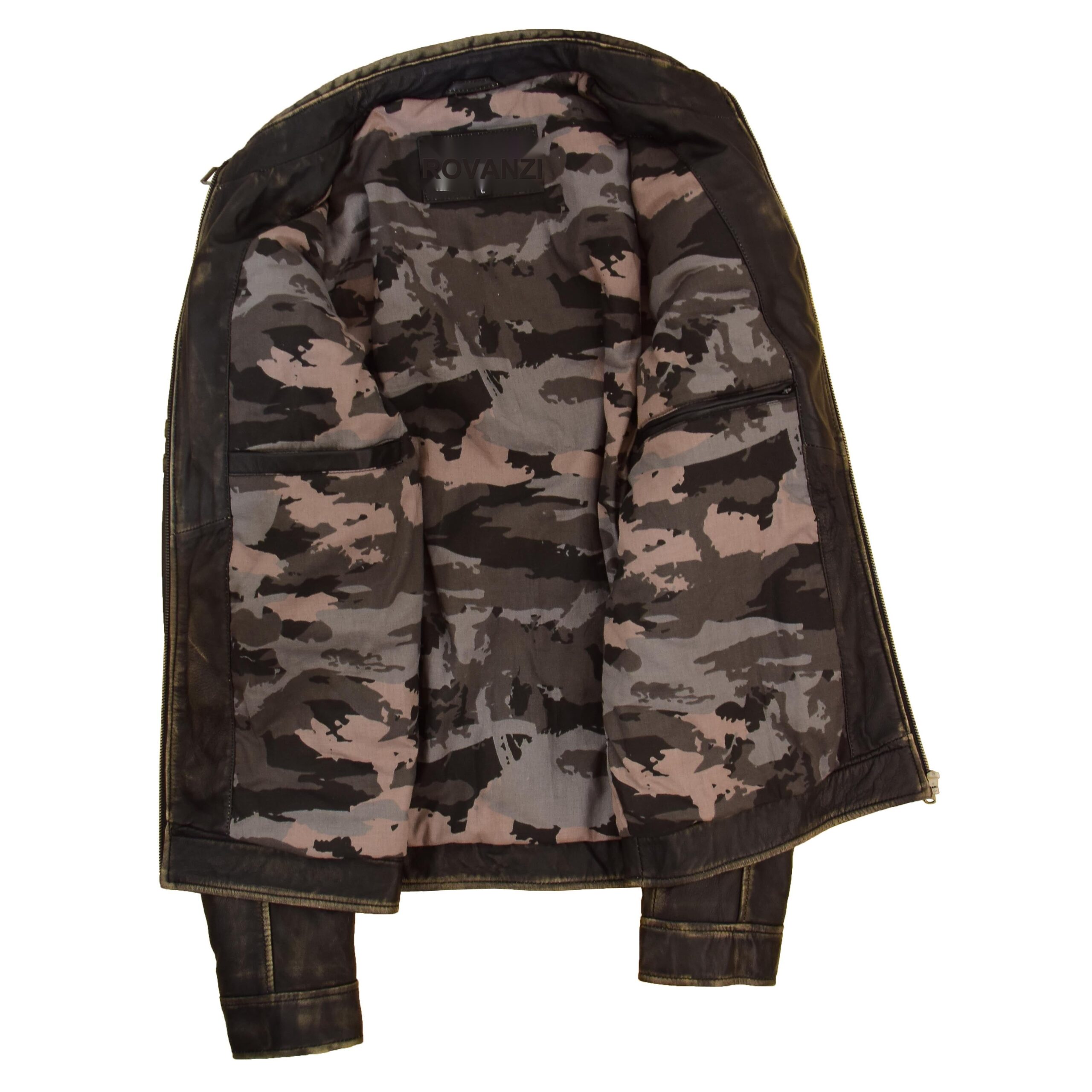 BUNERI Blouson Biker Cuir Noir Effet Rub-Off Vintage Homme – Image 7