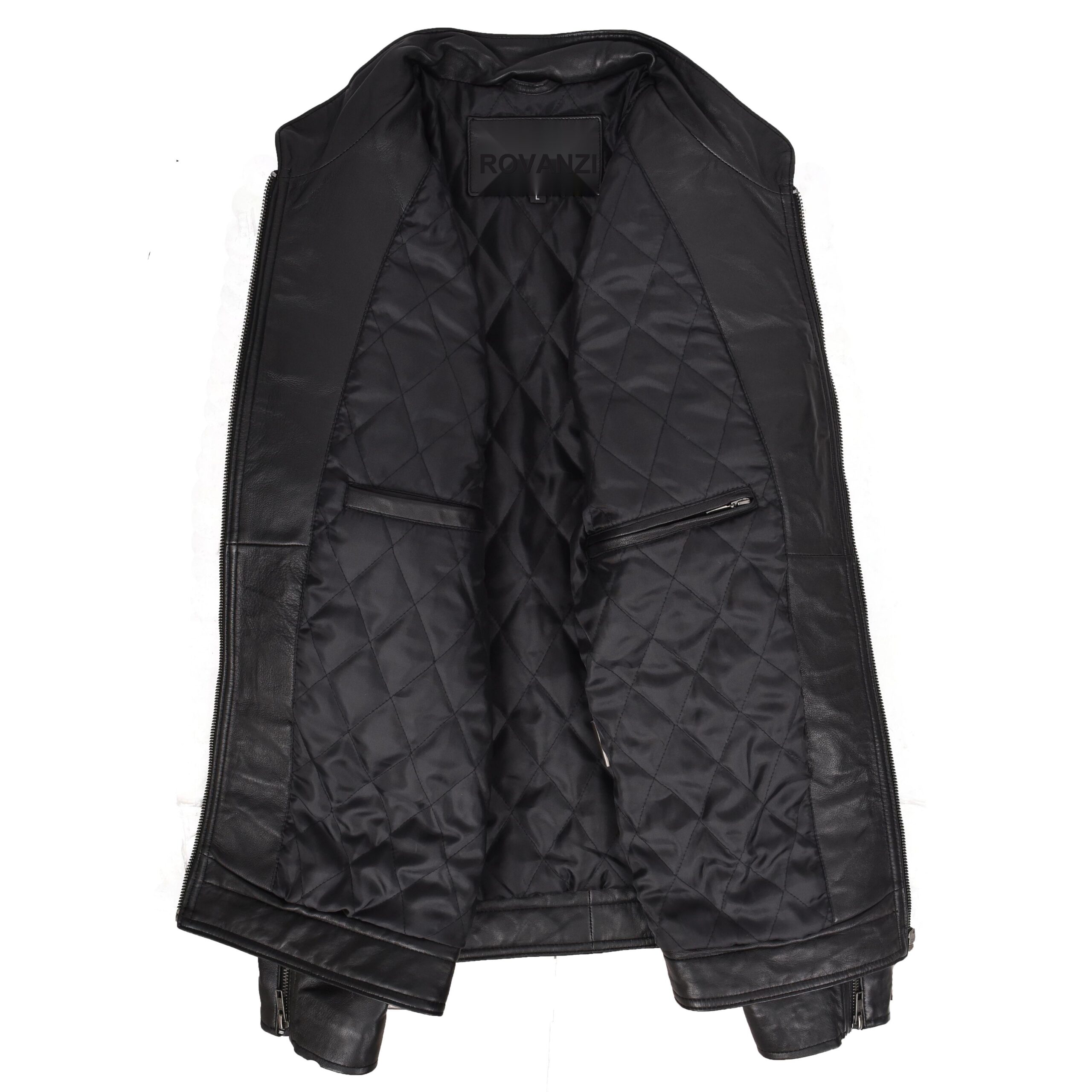 BUNERI Biker Cuir Boxer Noir Cafe Racer Multi Rayures – Image 6