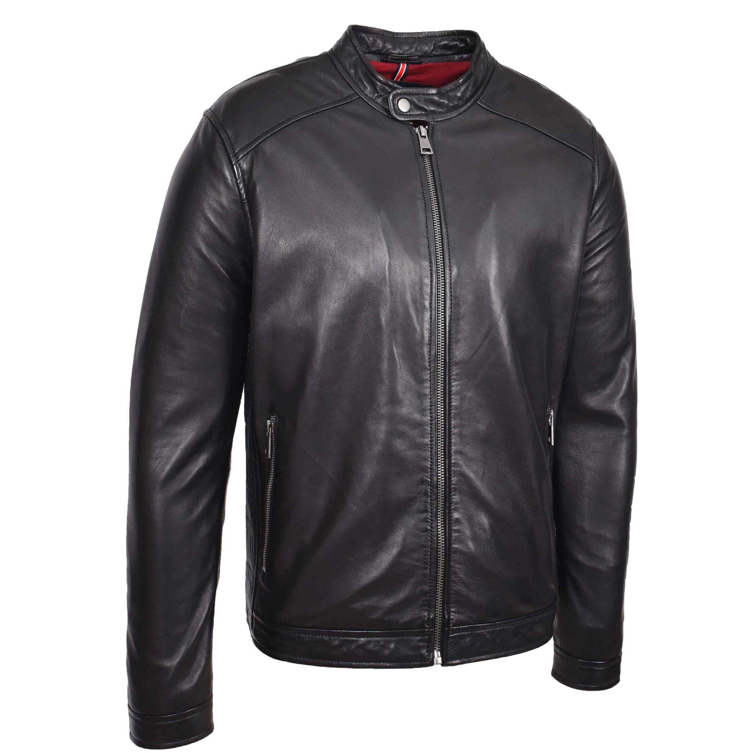 BUNERI Veste Homme Cuir Veritable Style Biker Casual Noir – Image 3