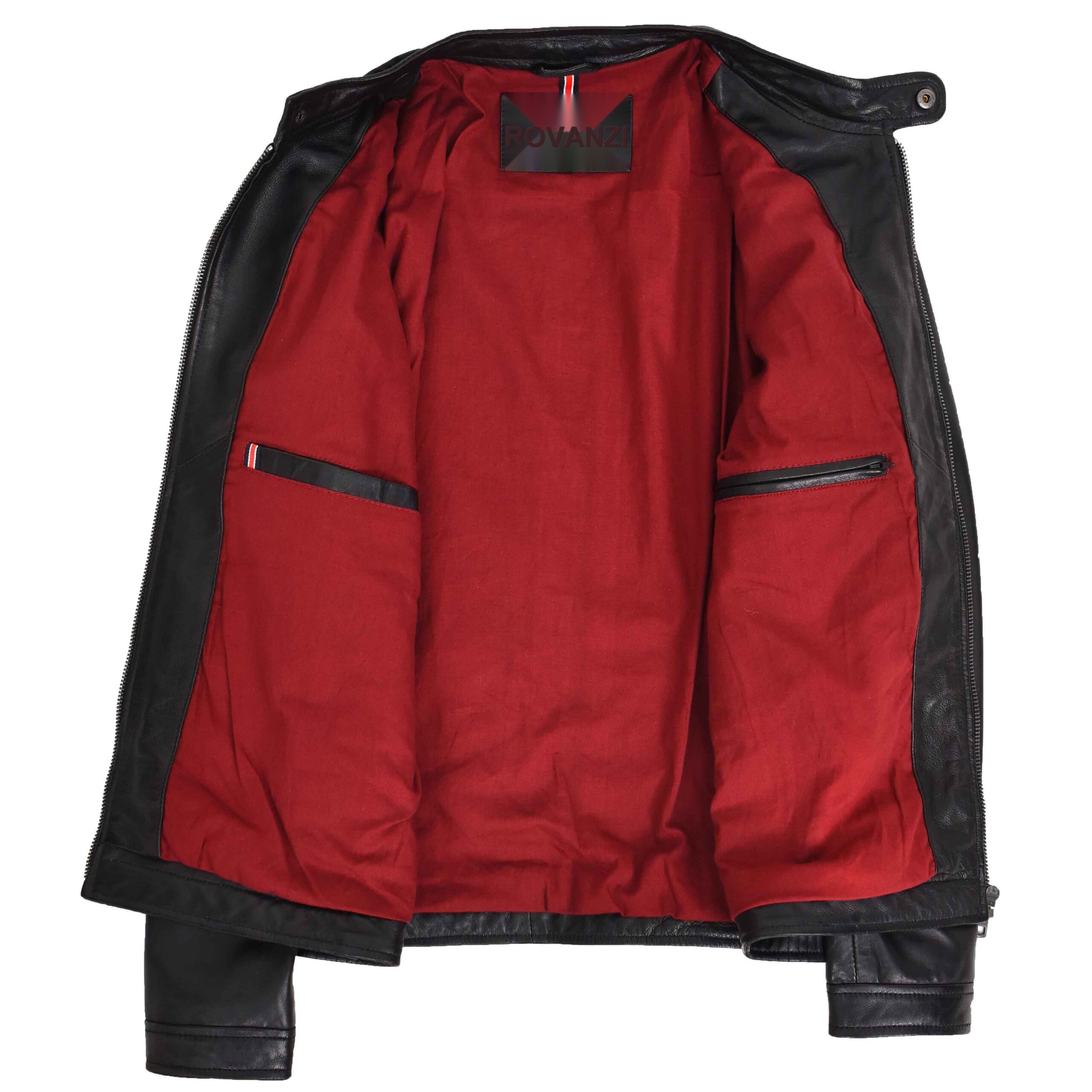 BUNERI Veste Homme Cuir Veritable Style Biker Casual Noir – Image 6