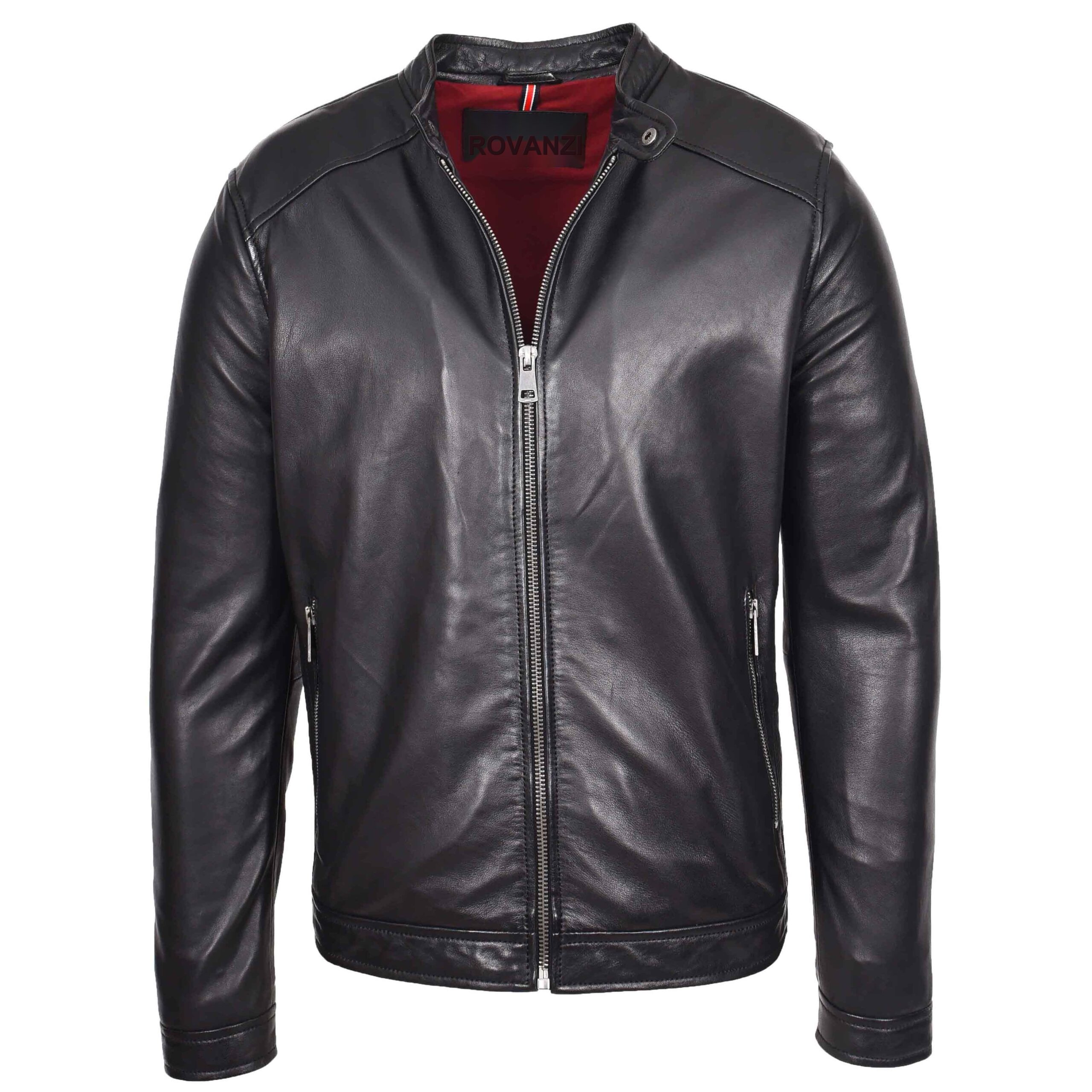 BUNERI Veste Homme Cuir Veritable Style Biker Casual Noir – Image 7