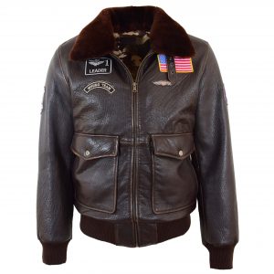 BUNERI G-1 Cuir Finch Marron Insignes Aviation