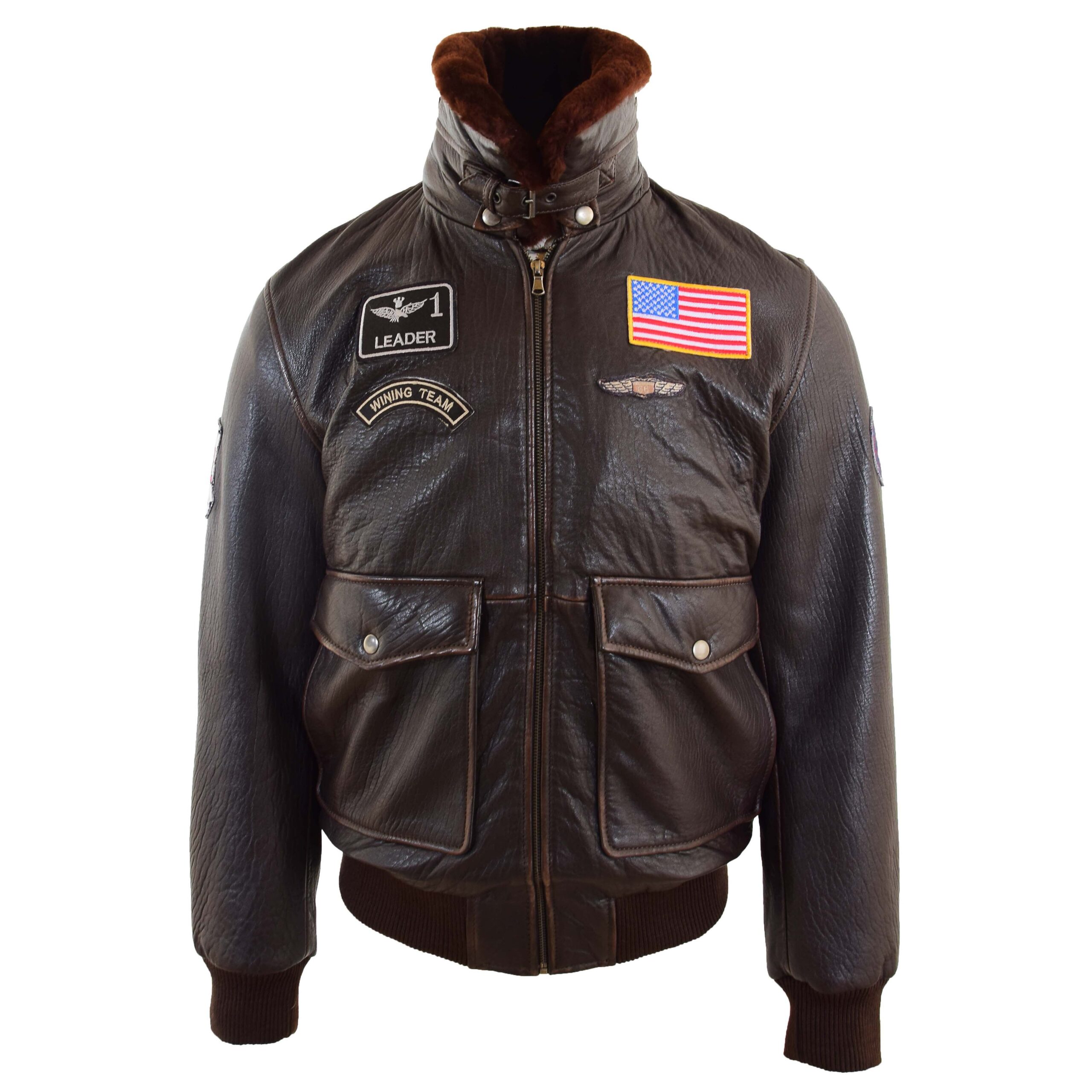 BUNERI G-1 Cuir Finch Marron Insignes Aviation – Image 3