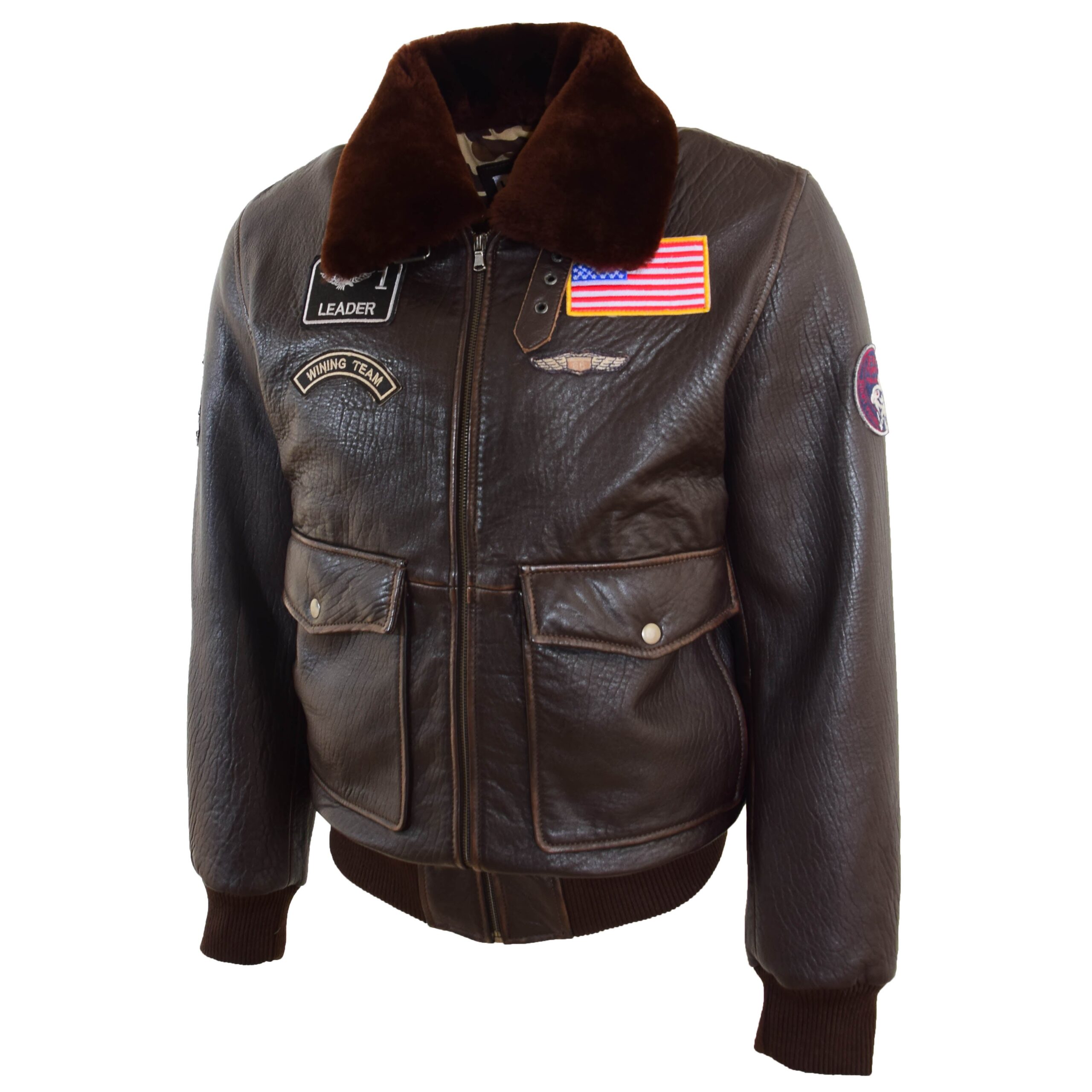 BUNERI G-1 Cuir Finch Marron Insignes Aviation – Image 8