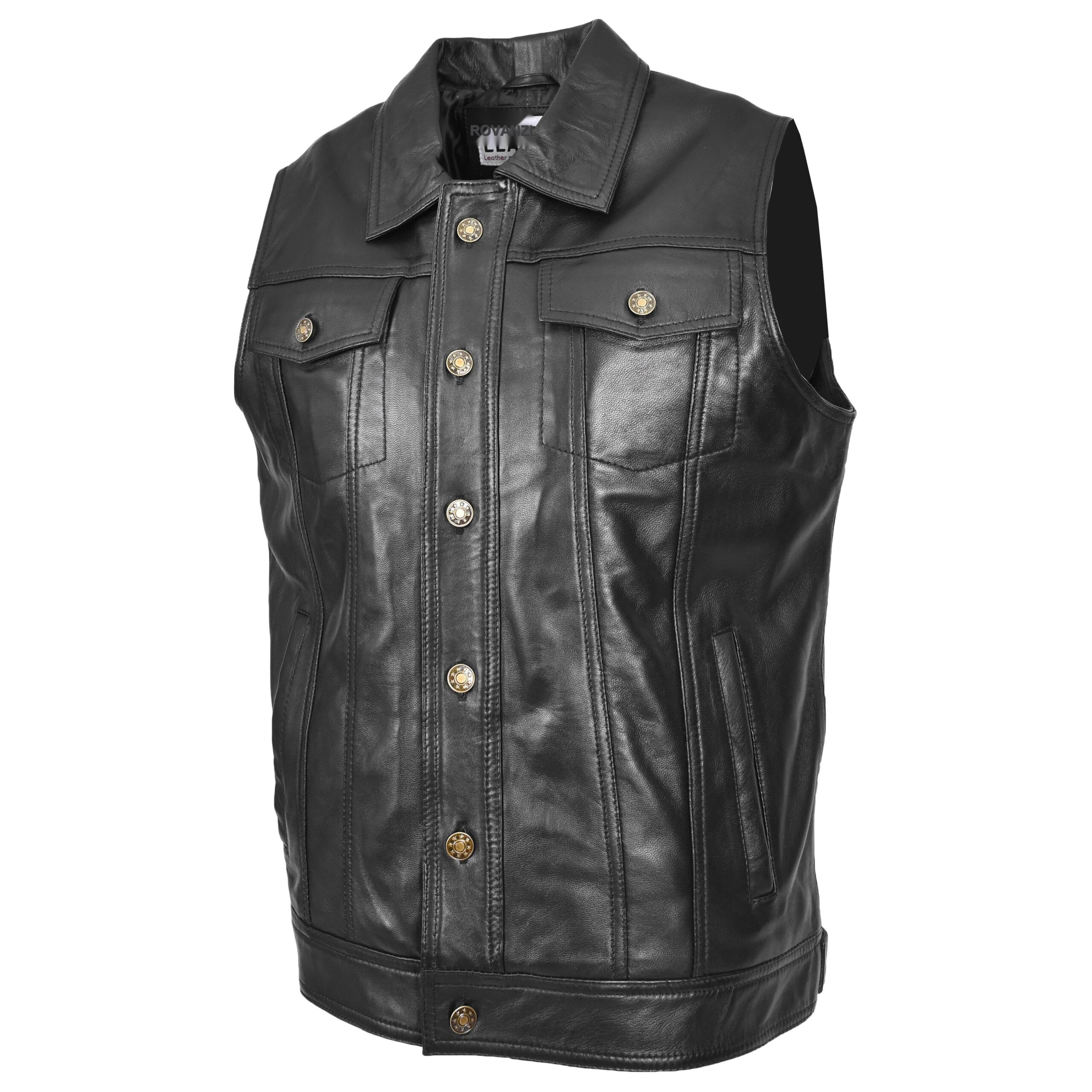 BUNERI Cuir Teddy Noir Style Trucker Classique – Image 4