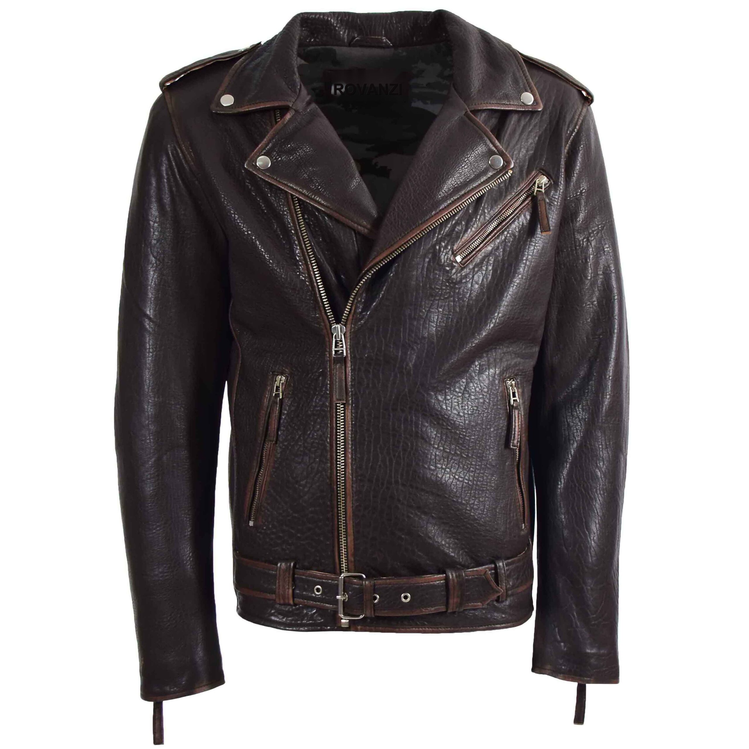 BUNERI Biker Nelson en Cuir Néo-Zélandais Style Brando