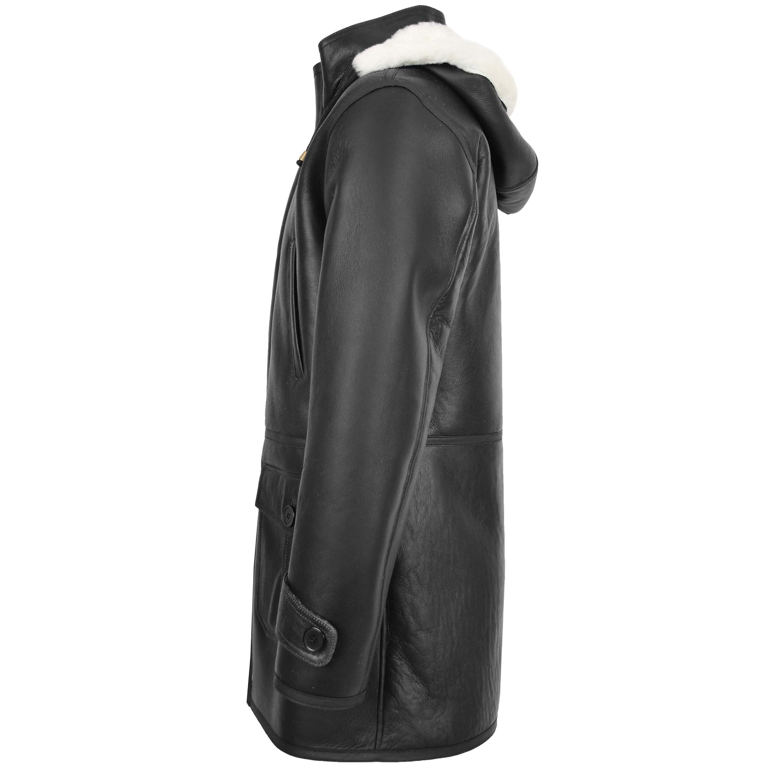 BUNERI Duffle Mouton Vincent Noir Blanc à Capuche – Image 5