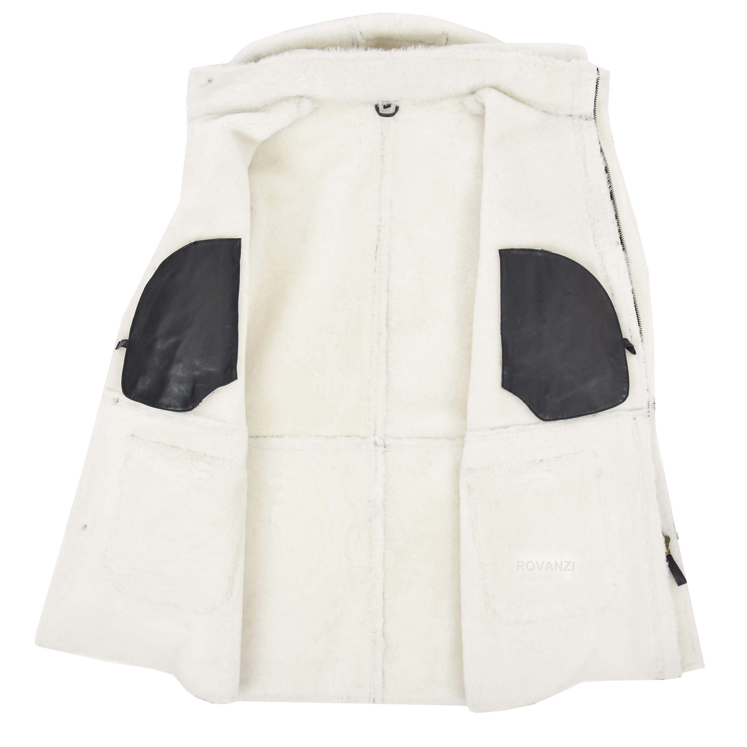 BUNERI Duffle Mouton Vincent Noir Blanc à Capuche – Image 6