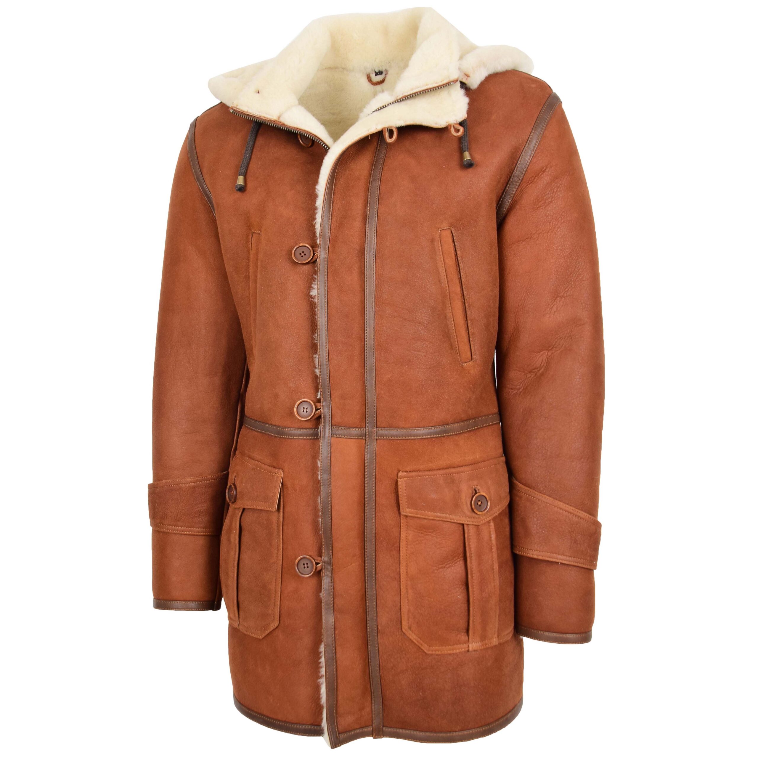 BUNERI Duffle Peau de Mouton Vincent Whiskey à Capuche – Image 4