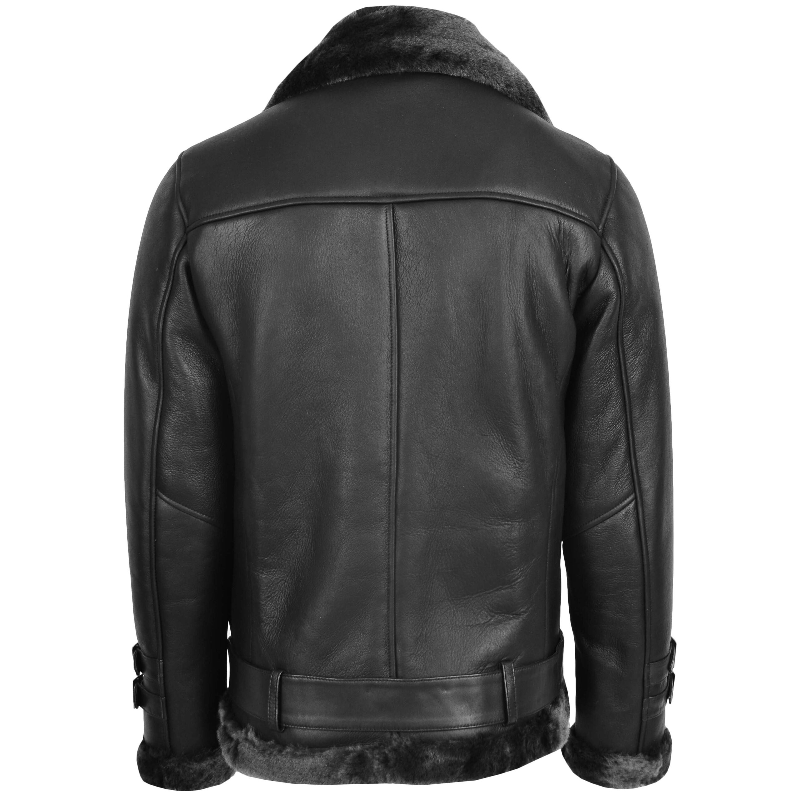 BUNERI Biker Aviateur Mouton Alvin Noir Zip Croisé – Image 2