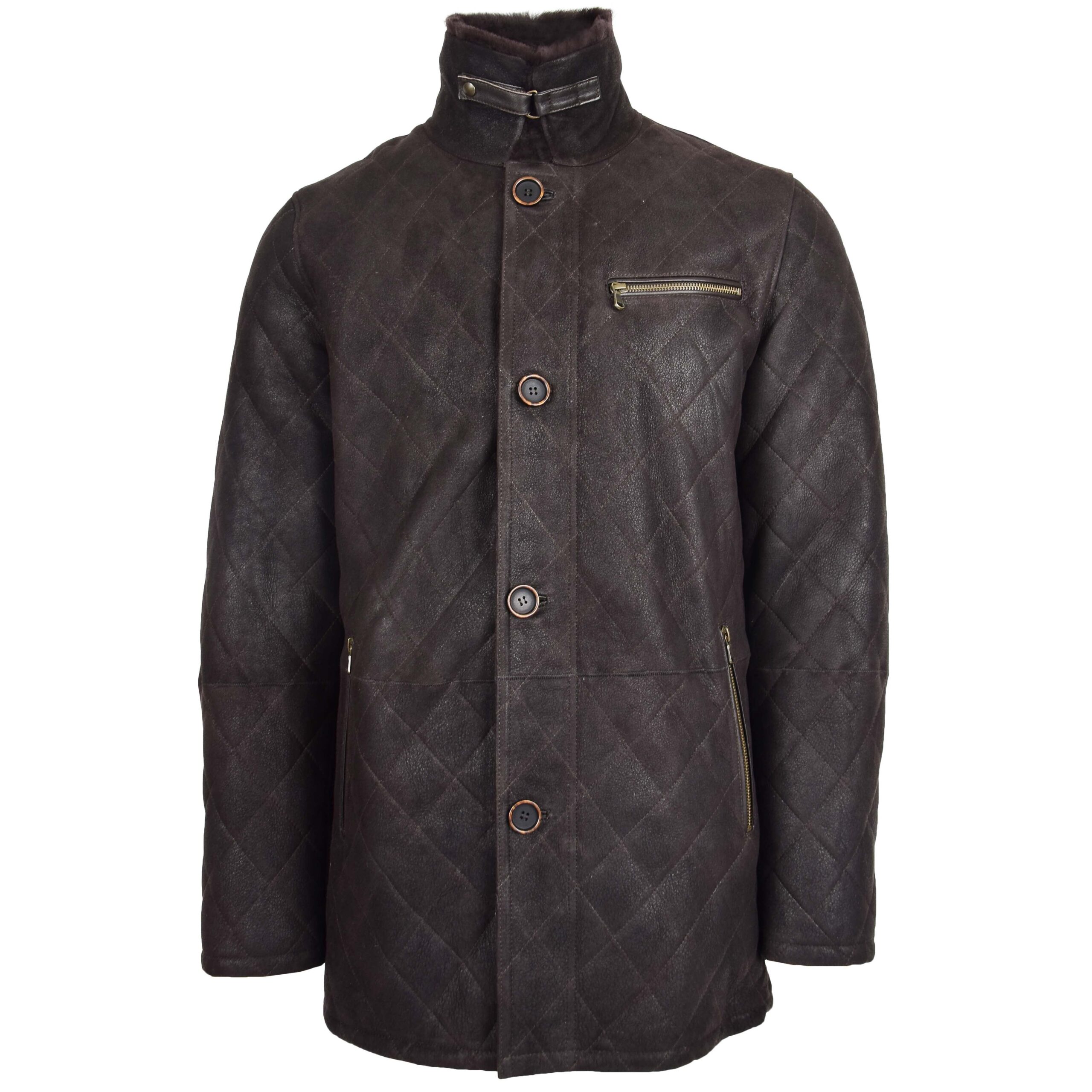 BUNERI Marron Foncé Veste Mouton Point de Croix Anorak – Image 3