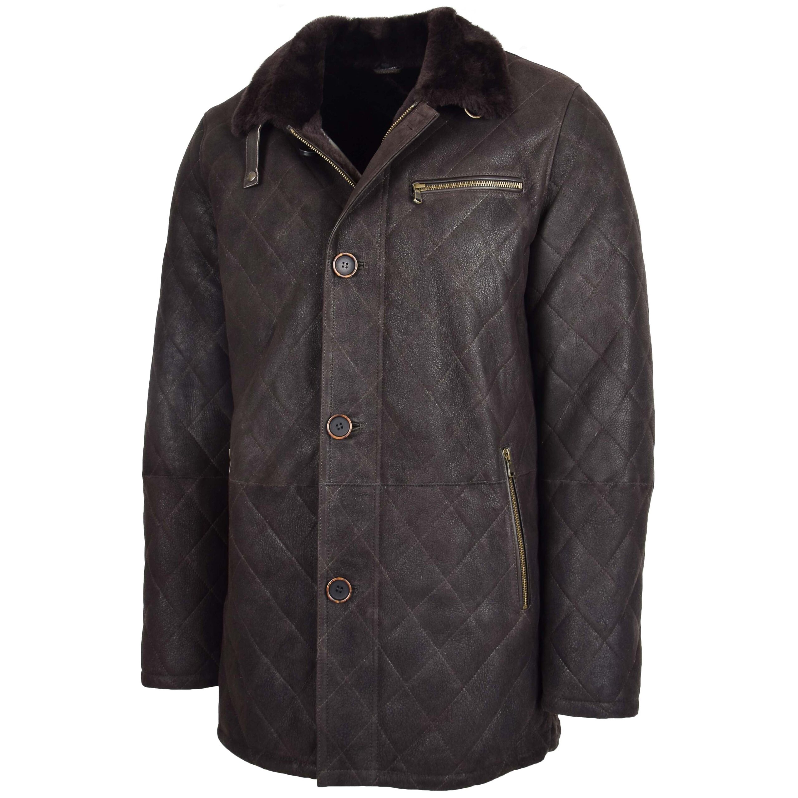 BUNERI Marron Foncé Veste Mouton Point de Croix Anorak – Image 4
