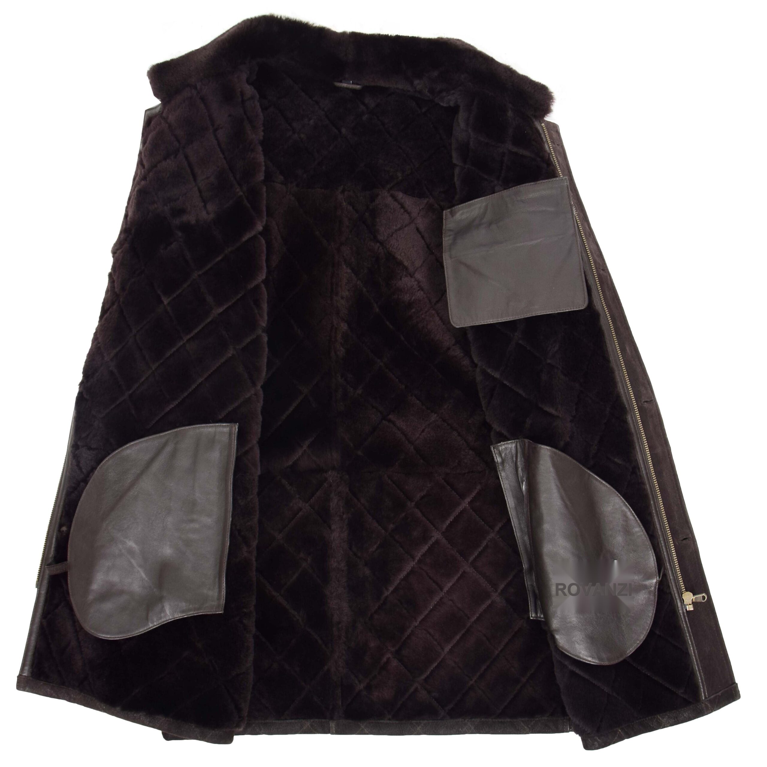 BUNERI Marron Foncé Veste Mouton Point de Croix Anorak – Image 6
