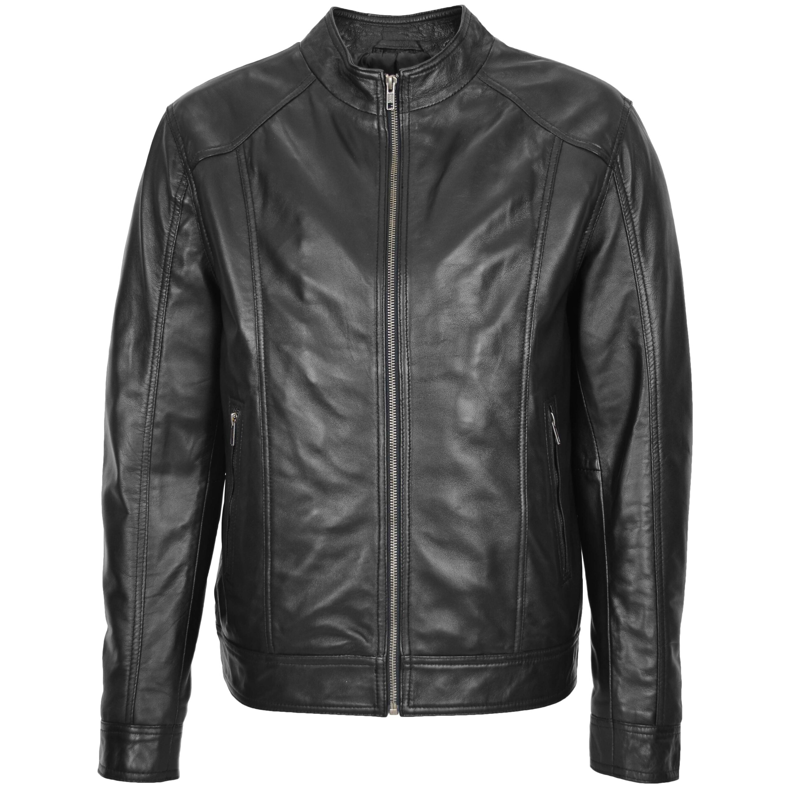 BUNERI Cuir Souple Matt Noir Casual Zip Simple – Image 3