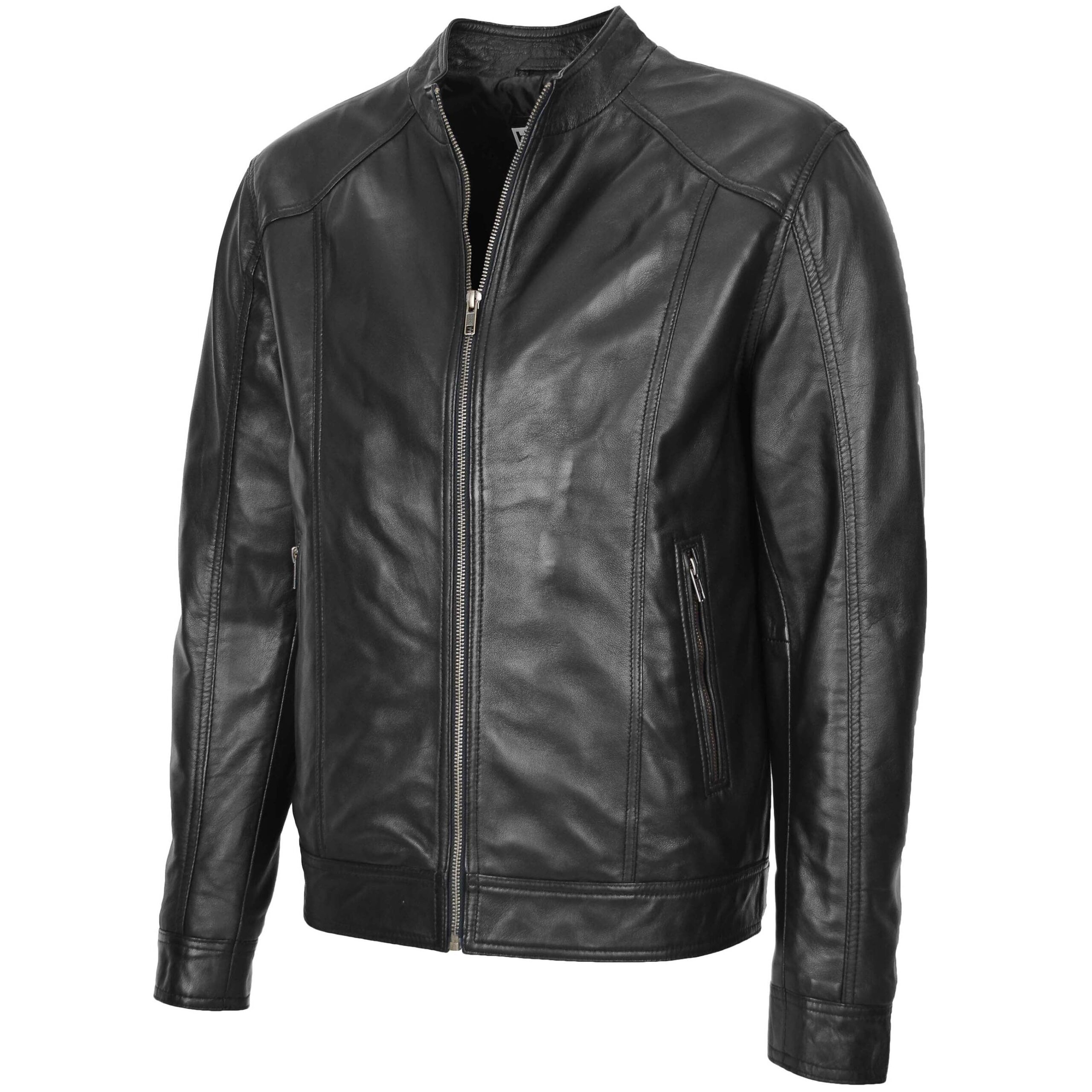 BUNERI Cuir Souple Matt Noir Casual Zip Simple – Image 4